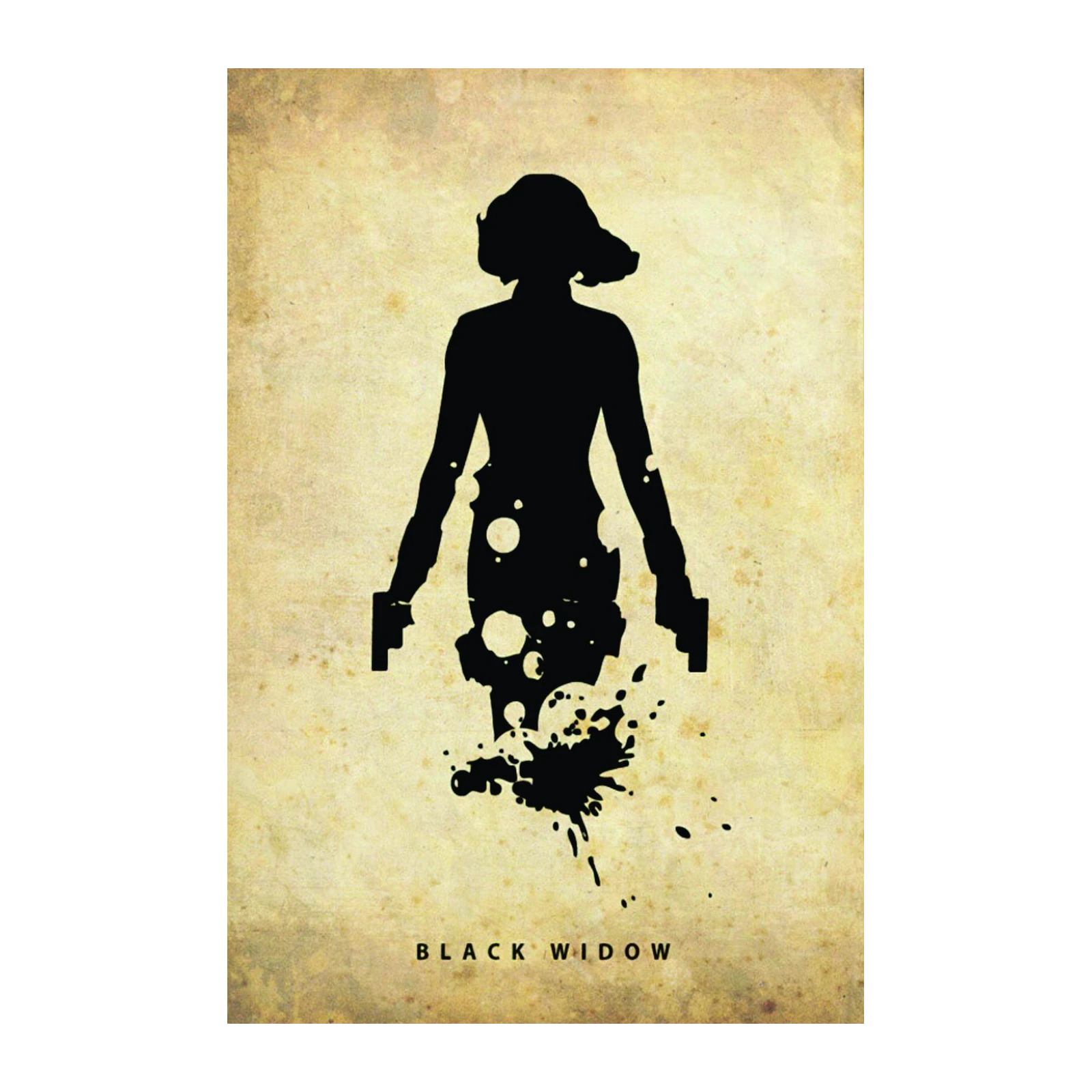 Black Widow Silhouette Action Wall Art