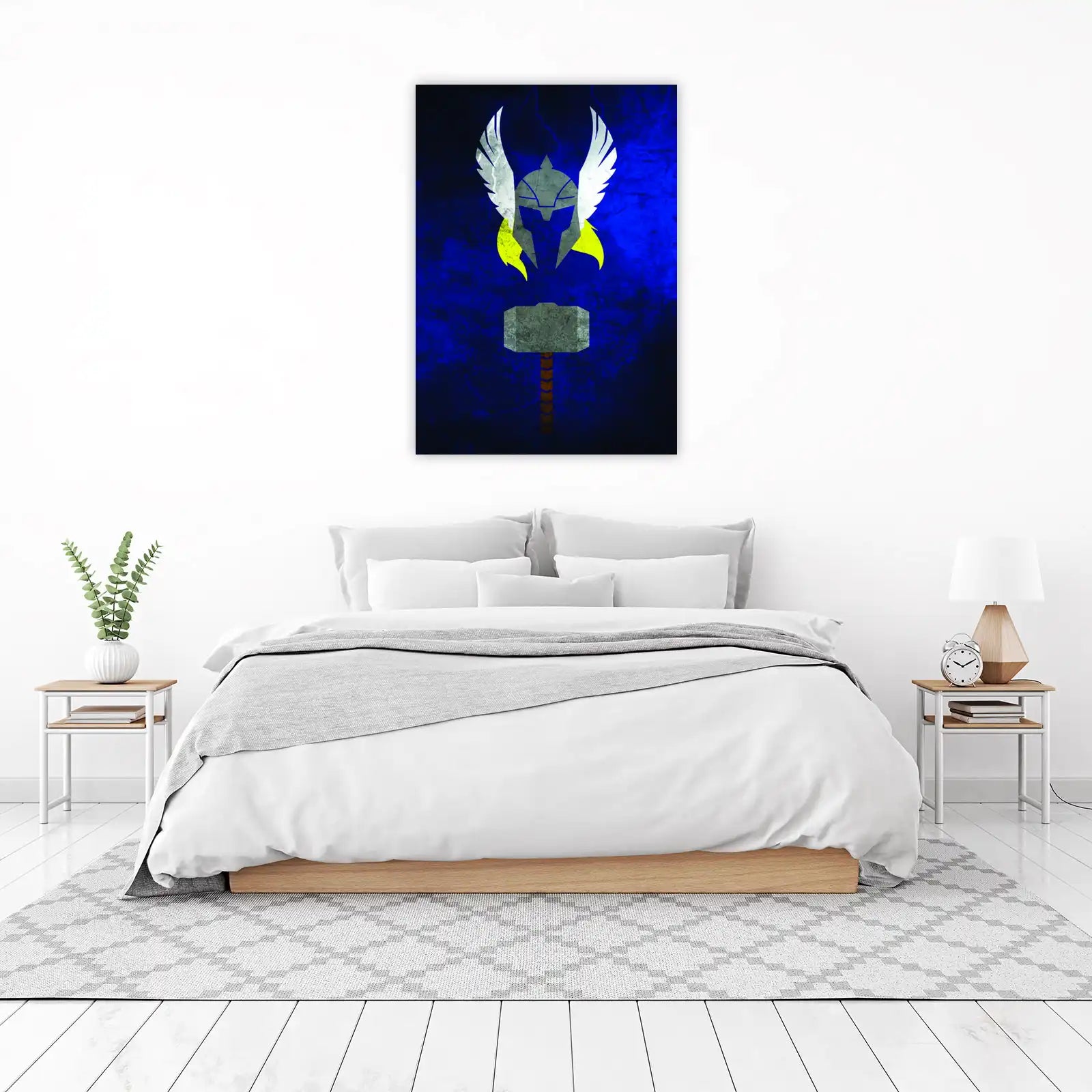Thor's Hammer & Helmet Minimalist Wall Art