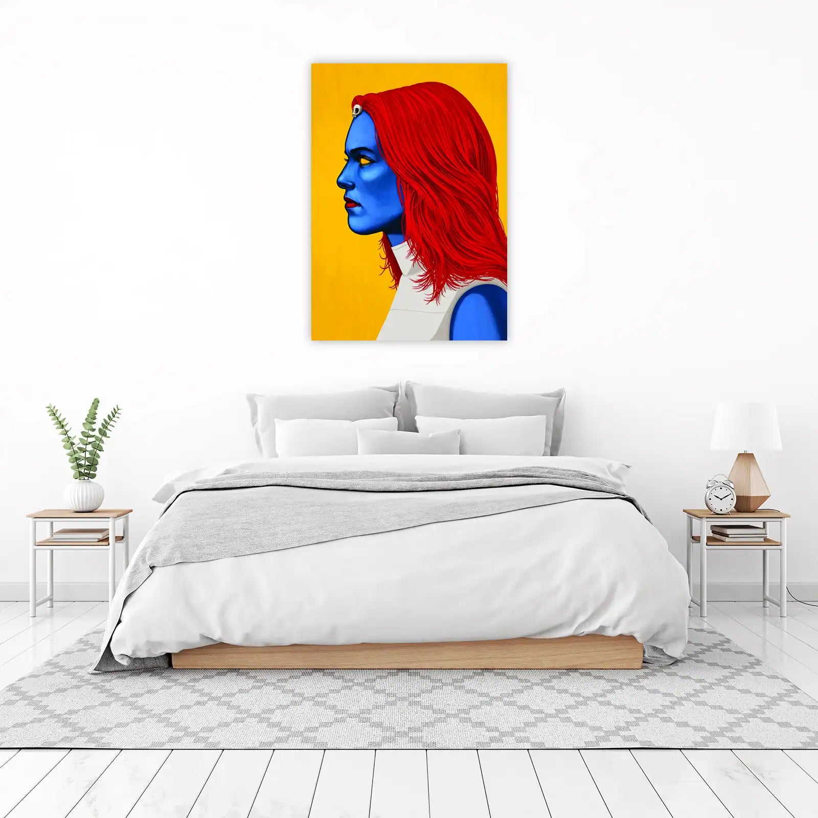 Mystic Blue & Red Hairstyle Wall Art