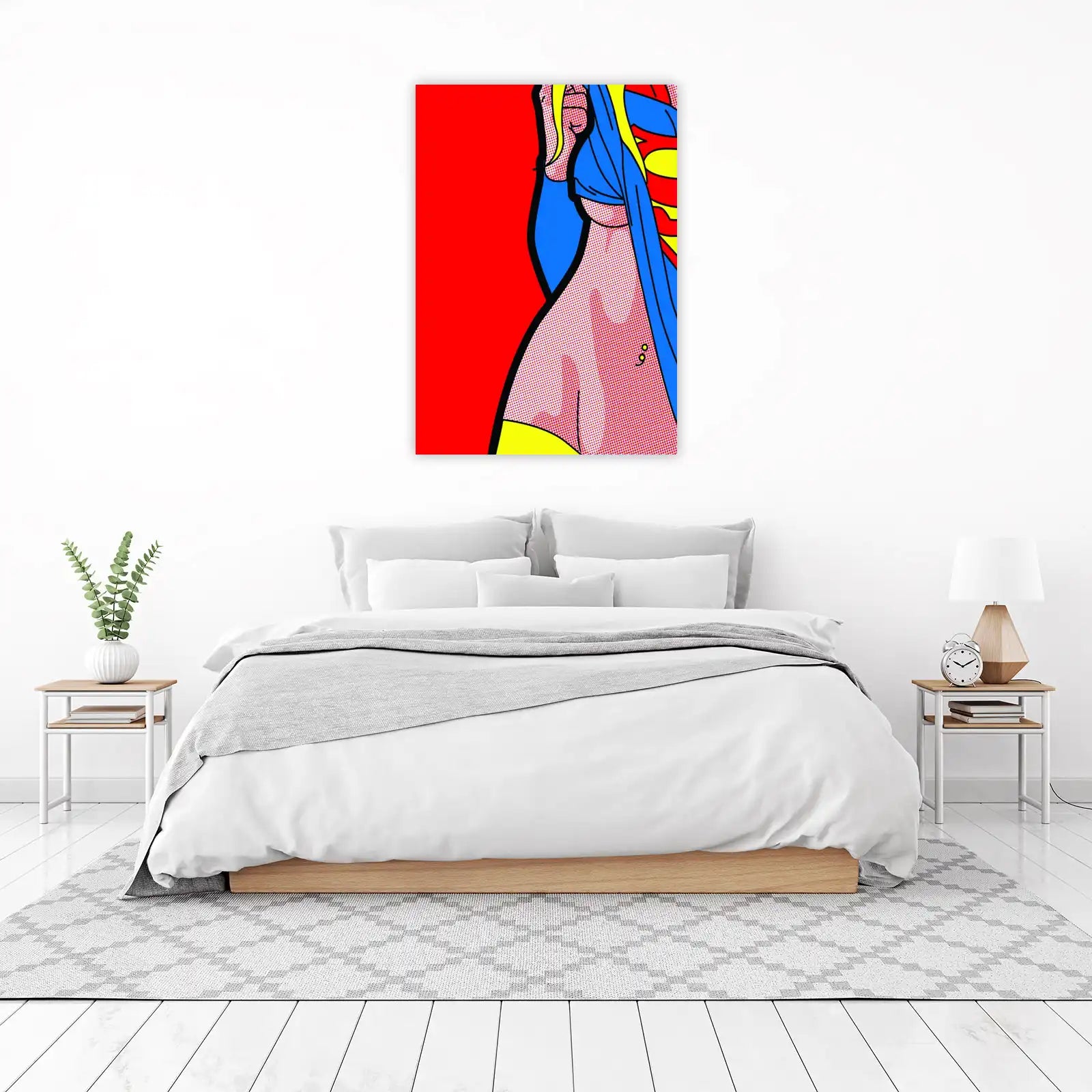 Pop Art Figure Red Blue Yellow Wall Art
