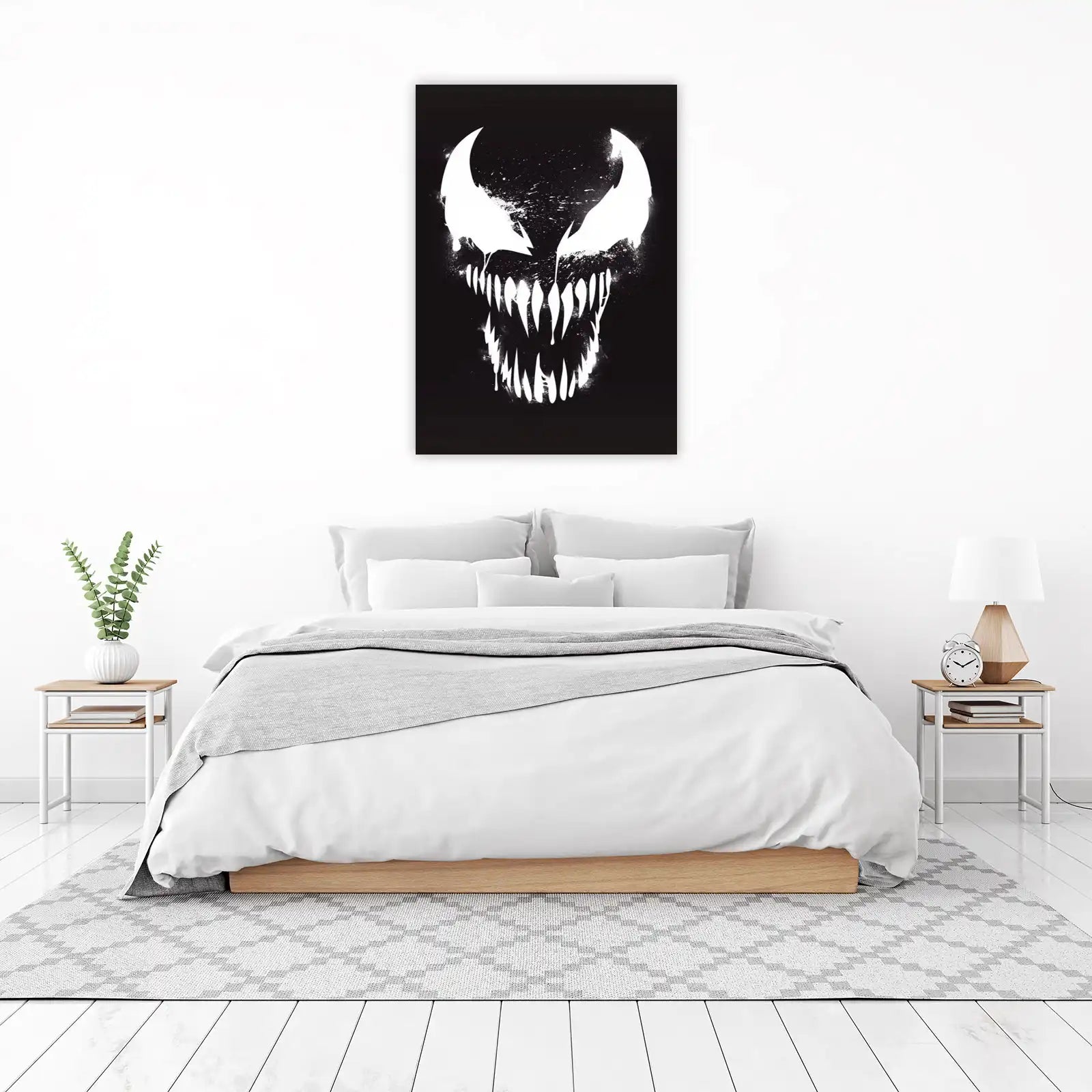 Venom Face Black & White Grunge Wall Art