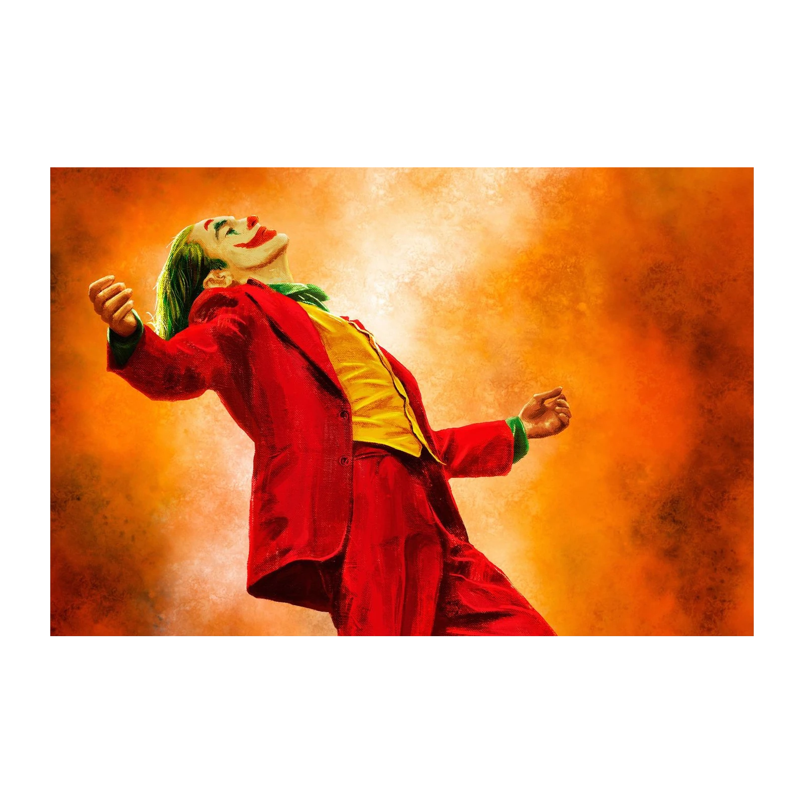 Iconic Joker Portrait Red Suit Wall Art