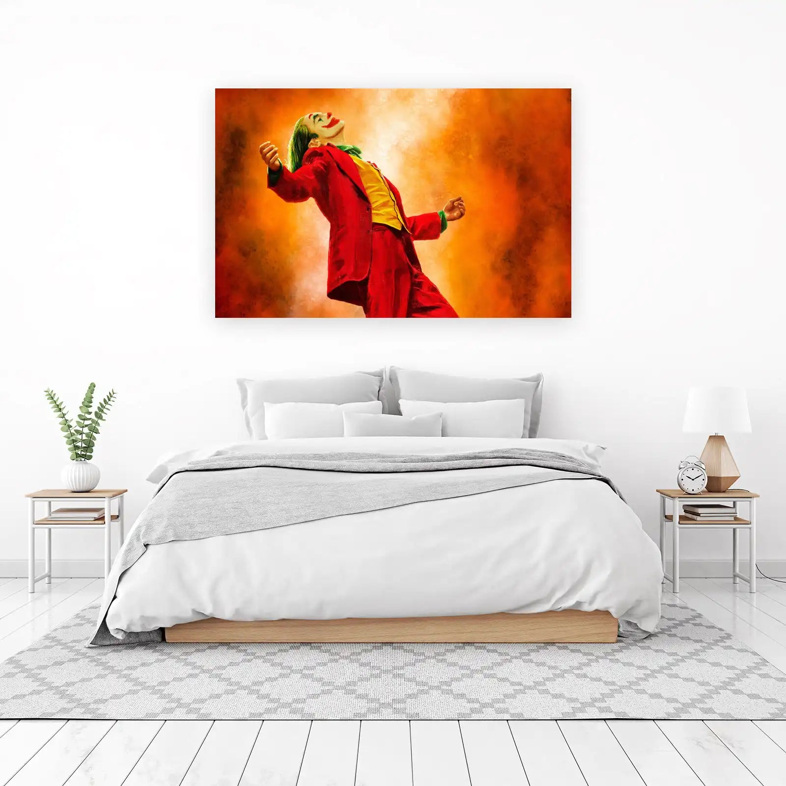 Iconic Joker Portrait Red Suit Wall Art