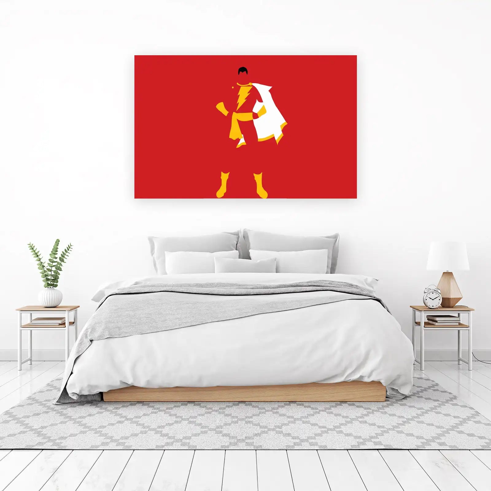 Shazam Superhero Minimalist Red Wall Art