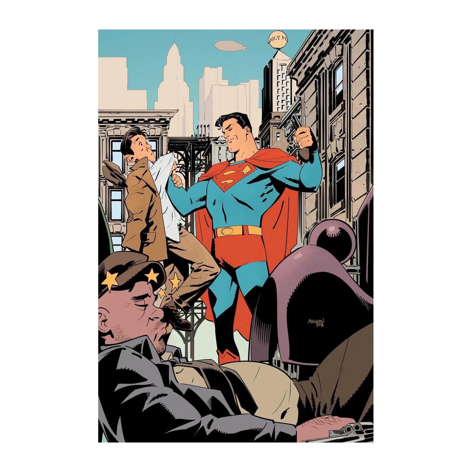 Superman Saves the Day Retro Comic Wall Art