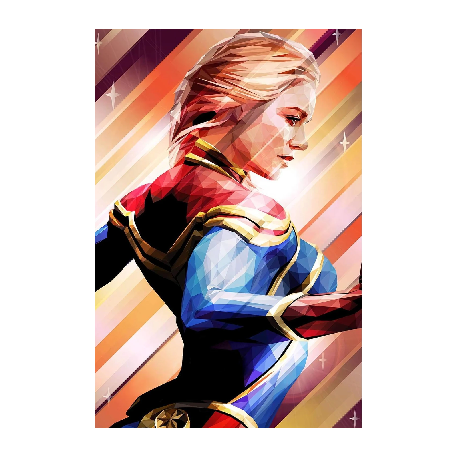 Captain Marvel Geometric Art Wall Art