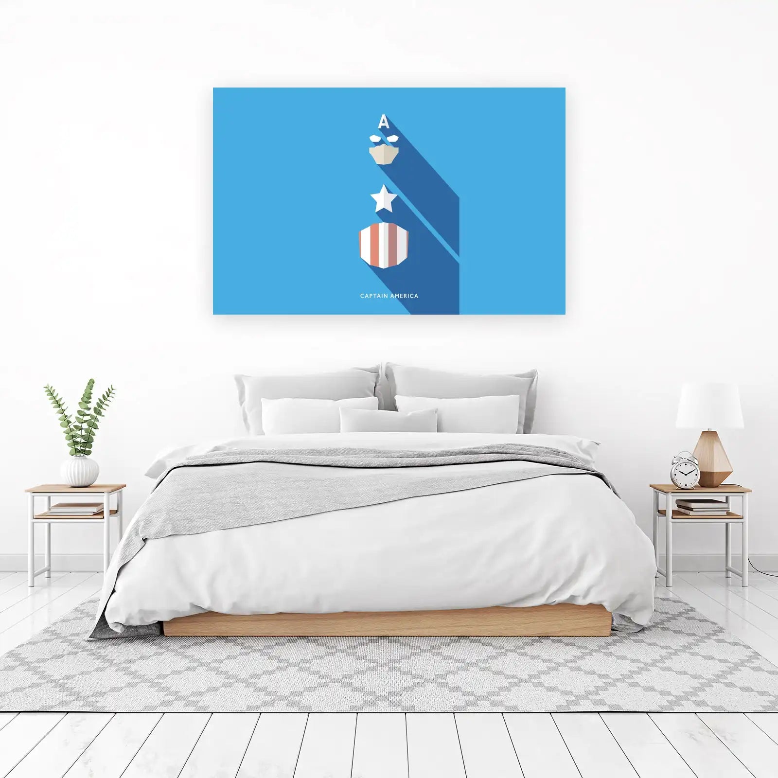 Minimalist Captain America Emblem Wall Art