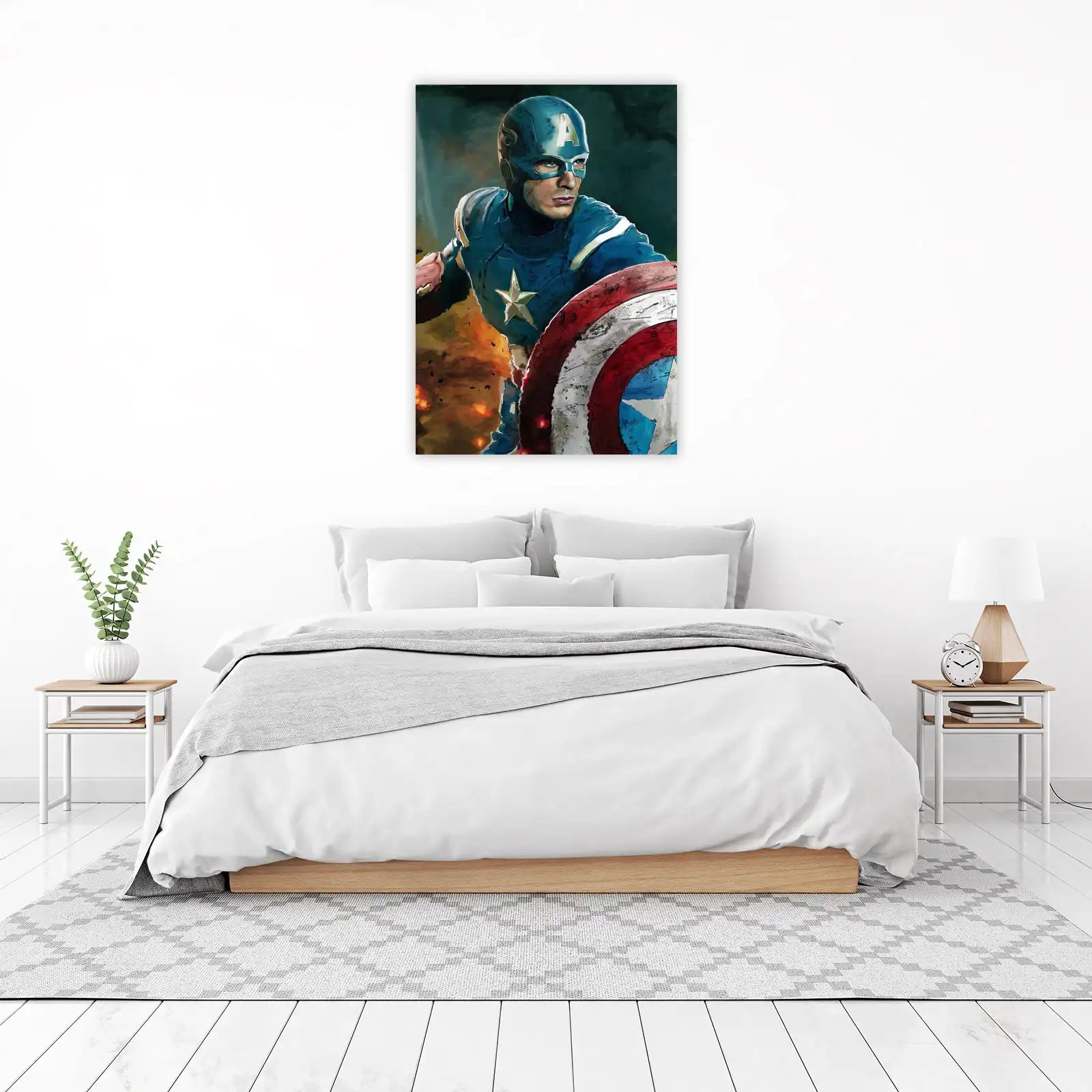 Captain America Heroic Battle Wall Art