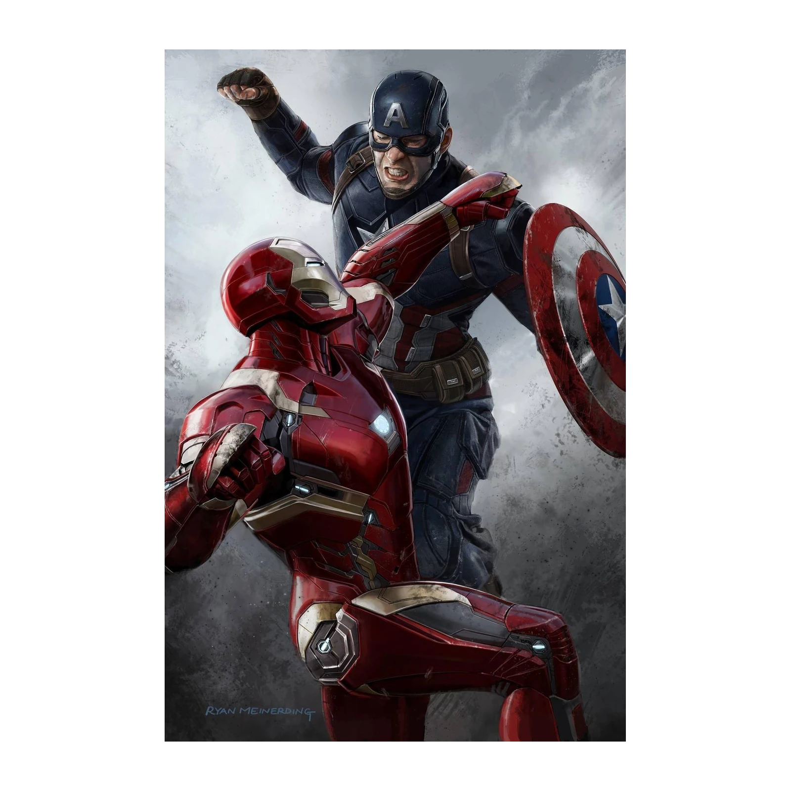 Captain America vs Iron Man Epic Battle Wall Art