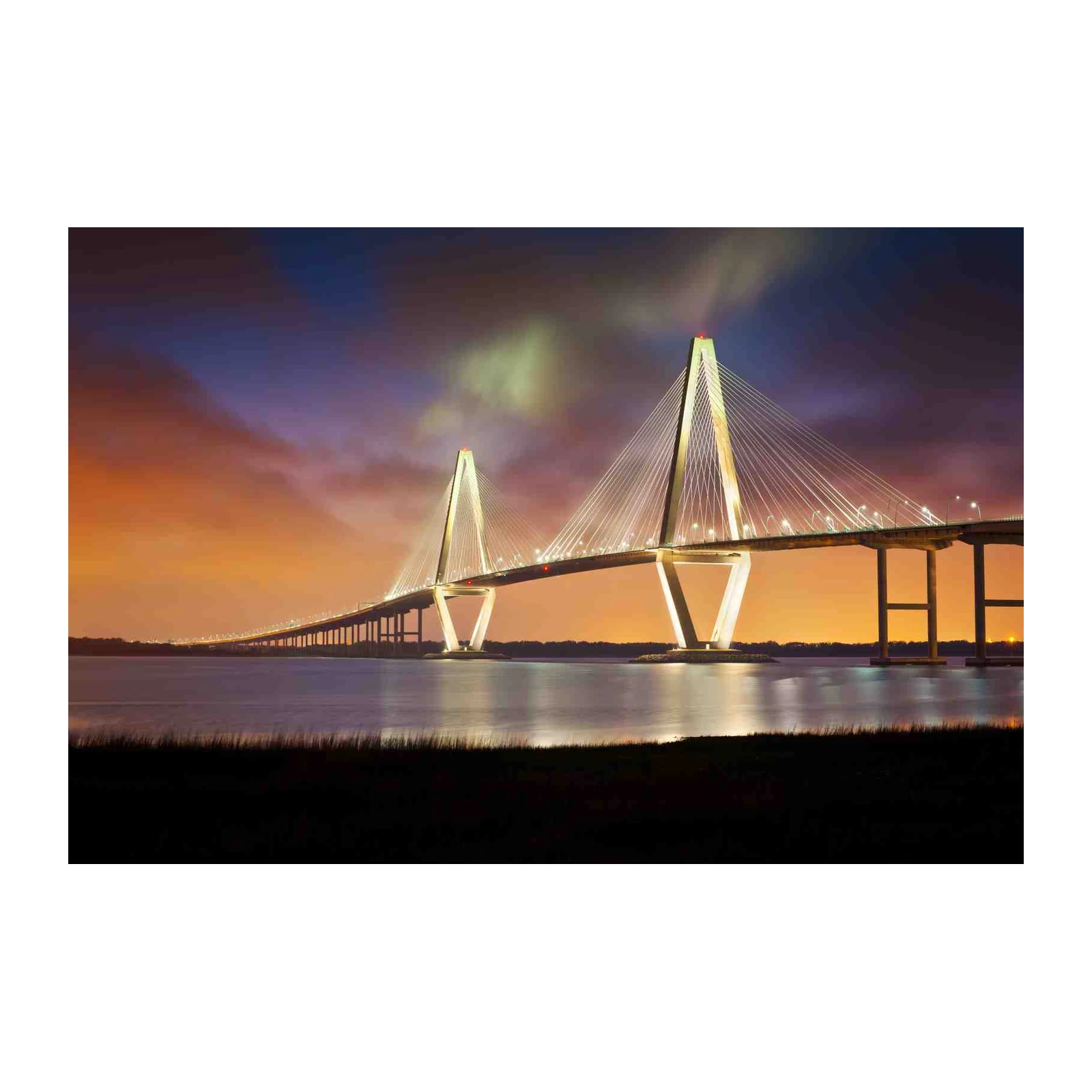 Stunning Cable-Stayed Bridge Sunset Wall Art
