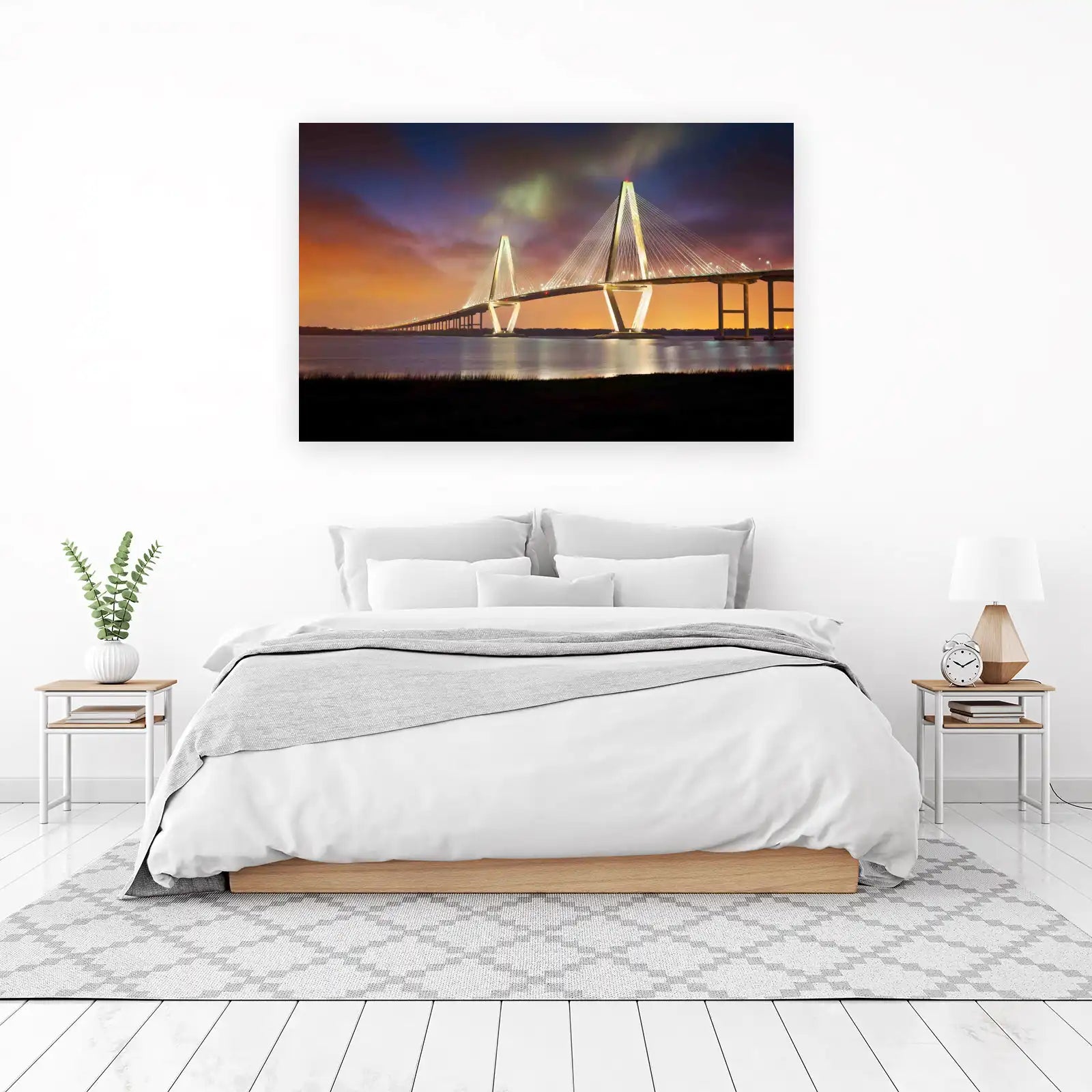 Stunning Cable-Stayed Bridge Sunset Wall Art
