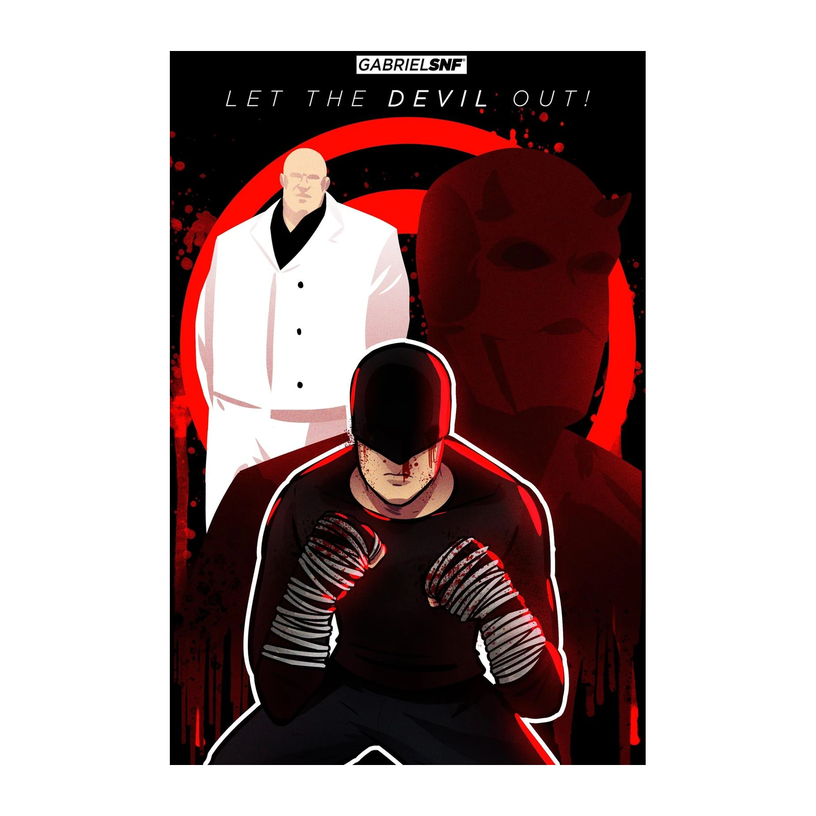 Daredevil vs Kingpin Comic Art Wall Art