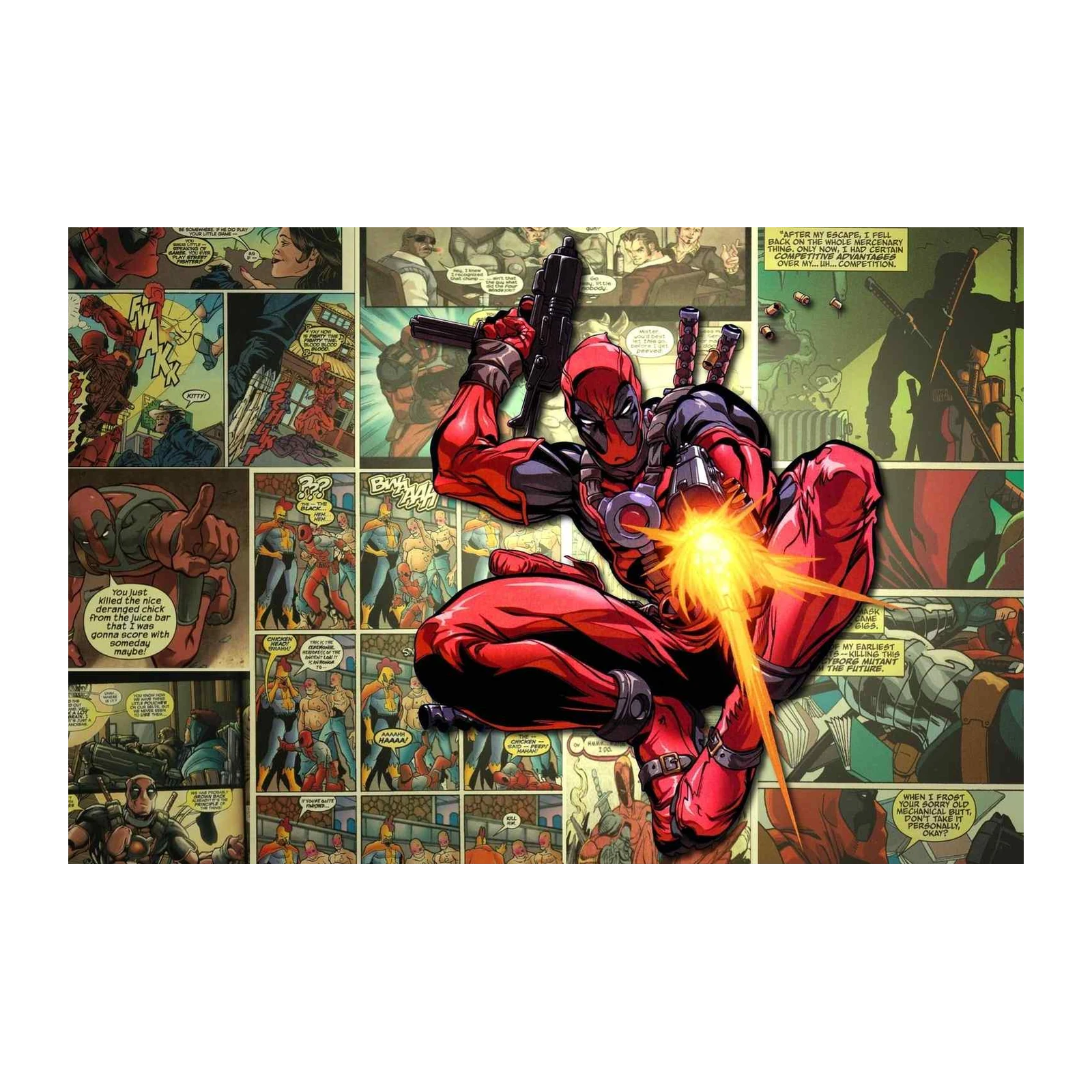 Dynamic Deadpool Action Comic Collage Wall Art