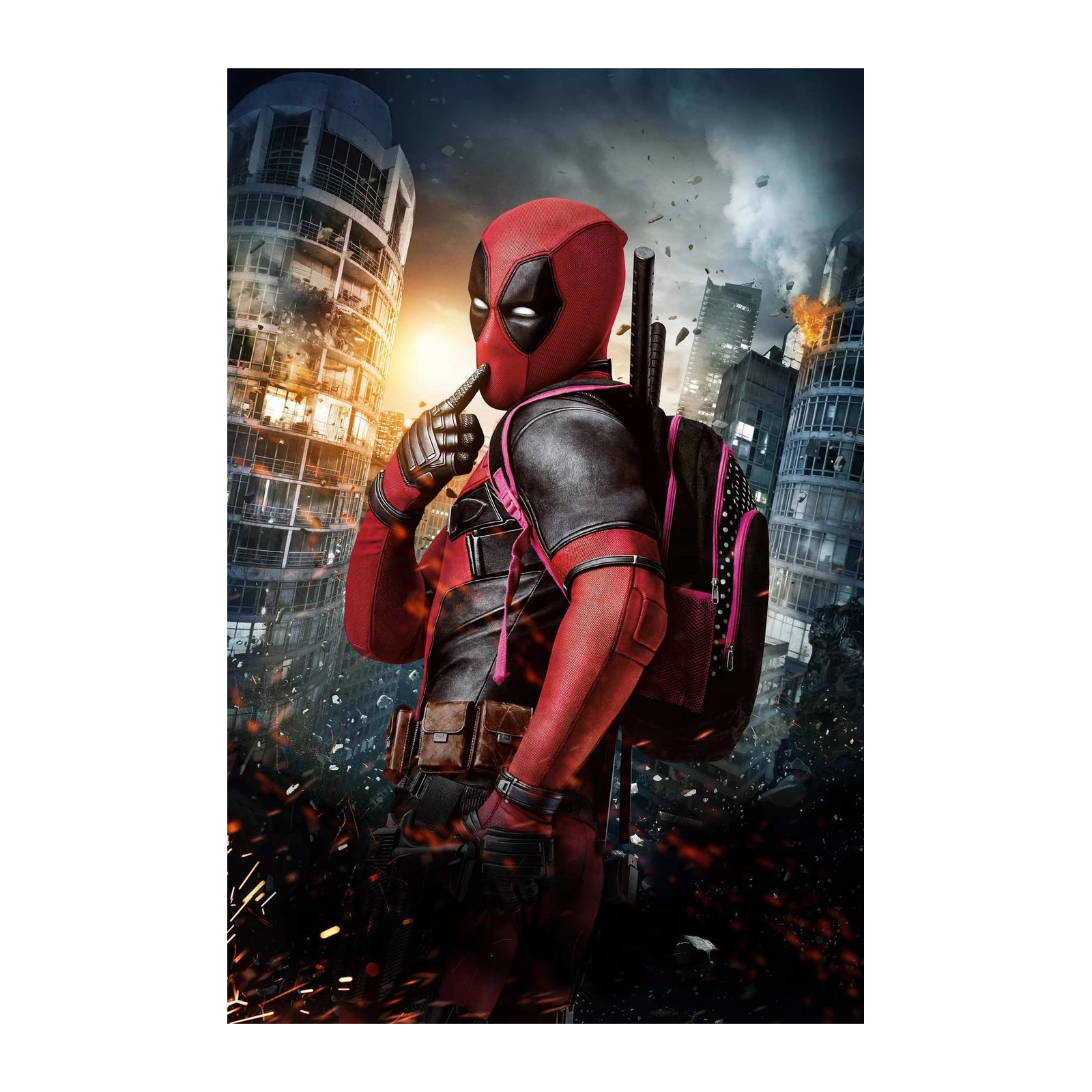 Deadpool Action Scene Red & Black Wall Art