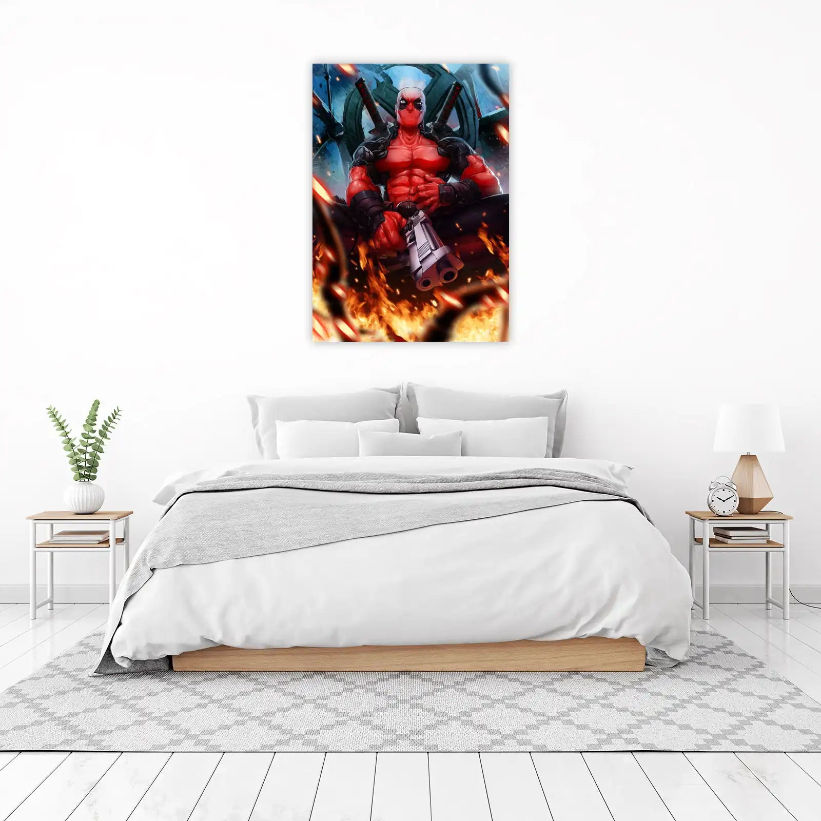 Epic Deadpool Fire and Sword Wall Art