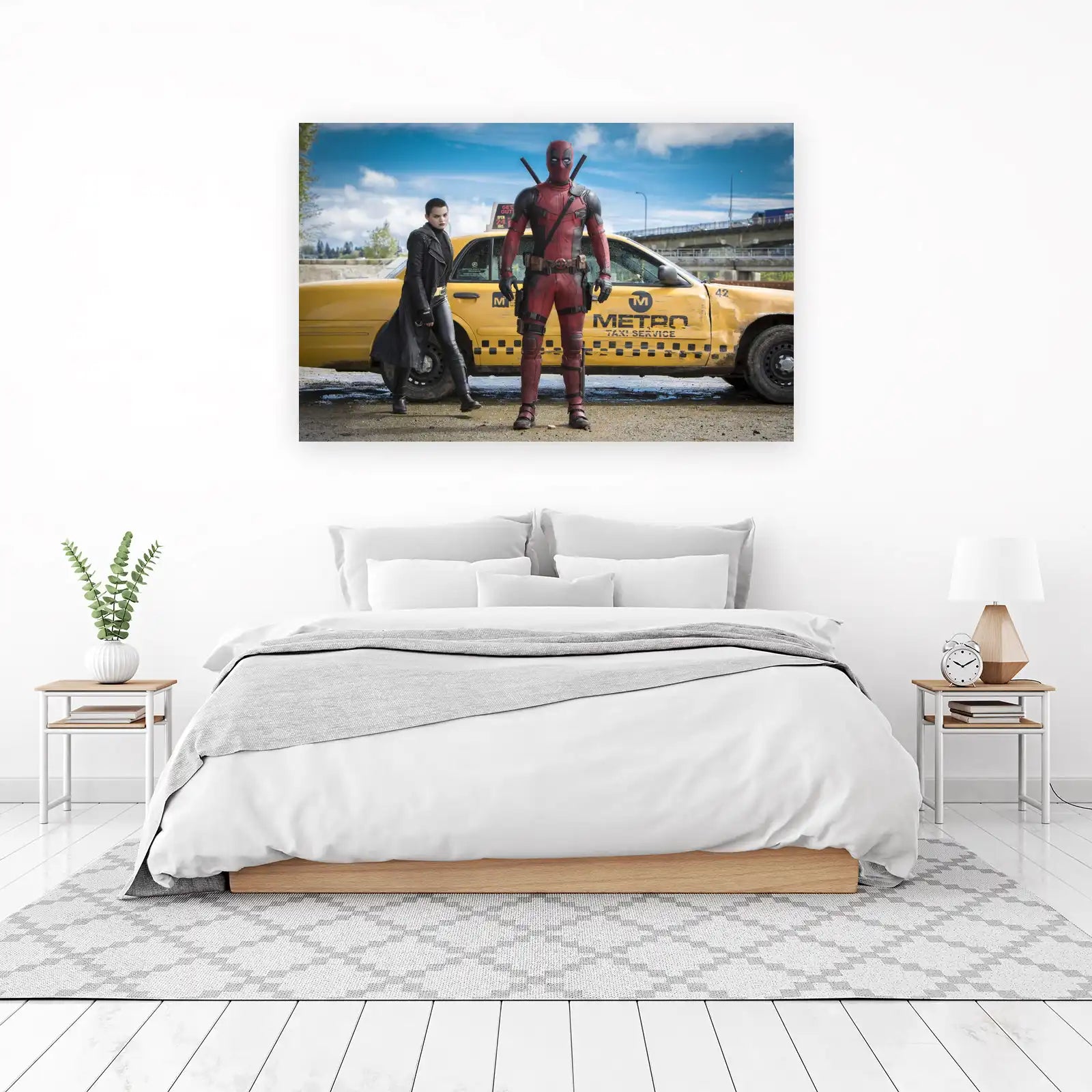 Deadpool & Domino Yellow Taxi Wall Art