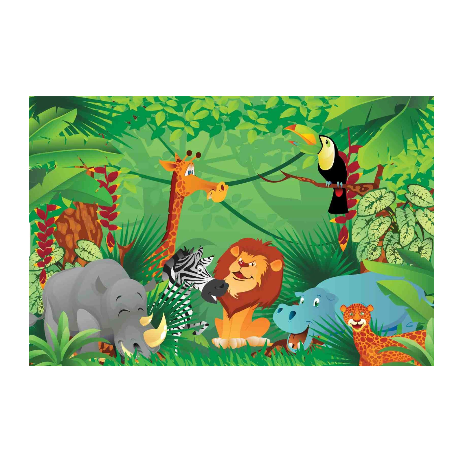Jungle Safari Animals Vibrant Wall Art