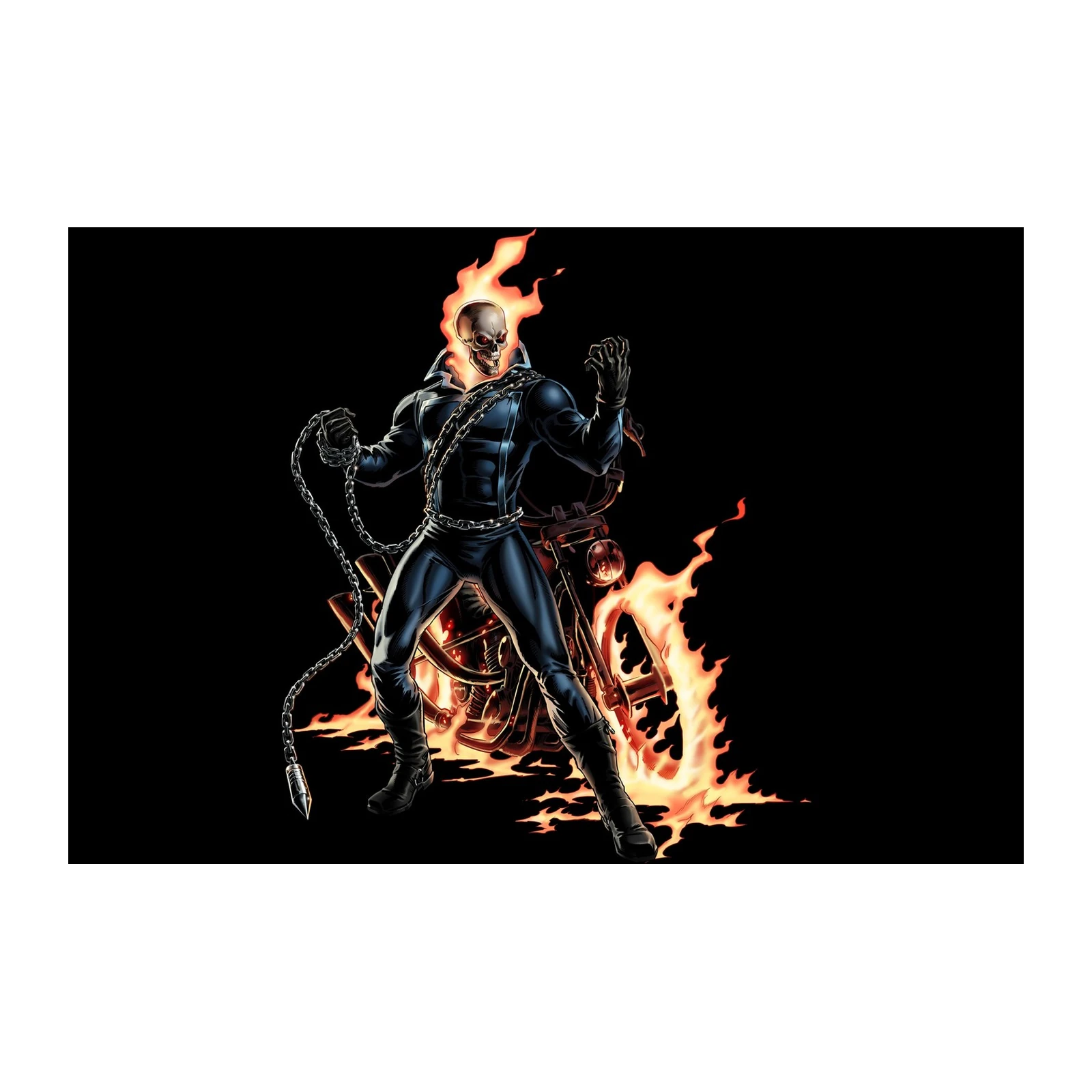 Ghost Rider Flaming Skull Motorcycle Wall Art