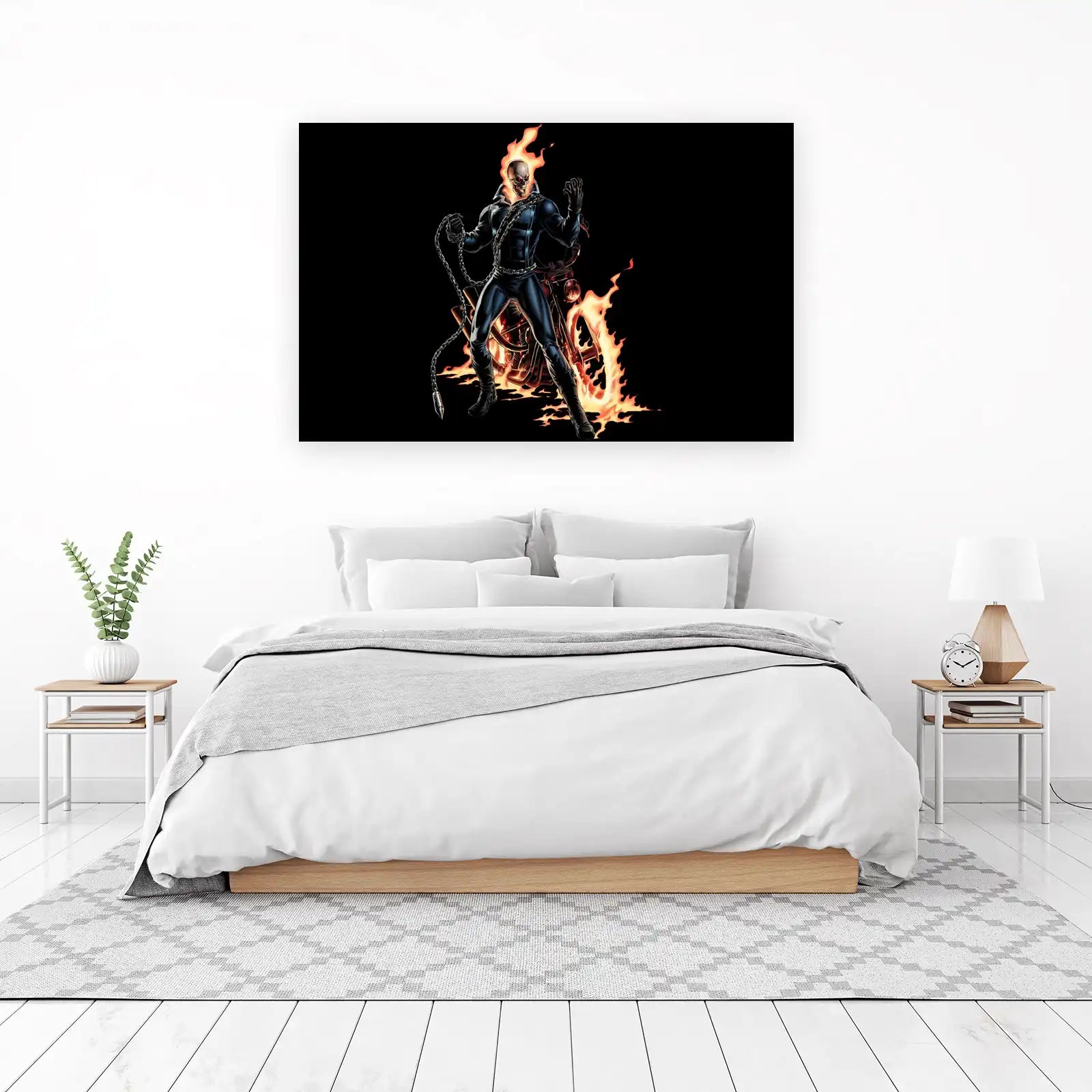 Ghost Rider Flaming Skull Motorcycle Wall Art