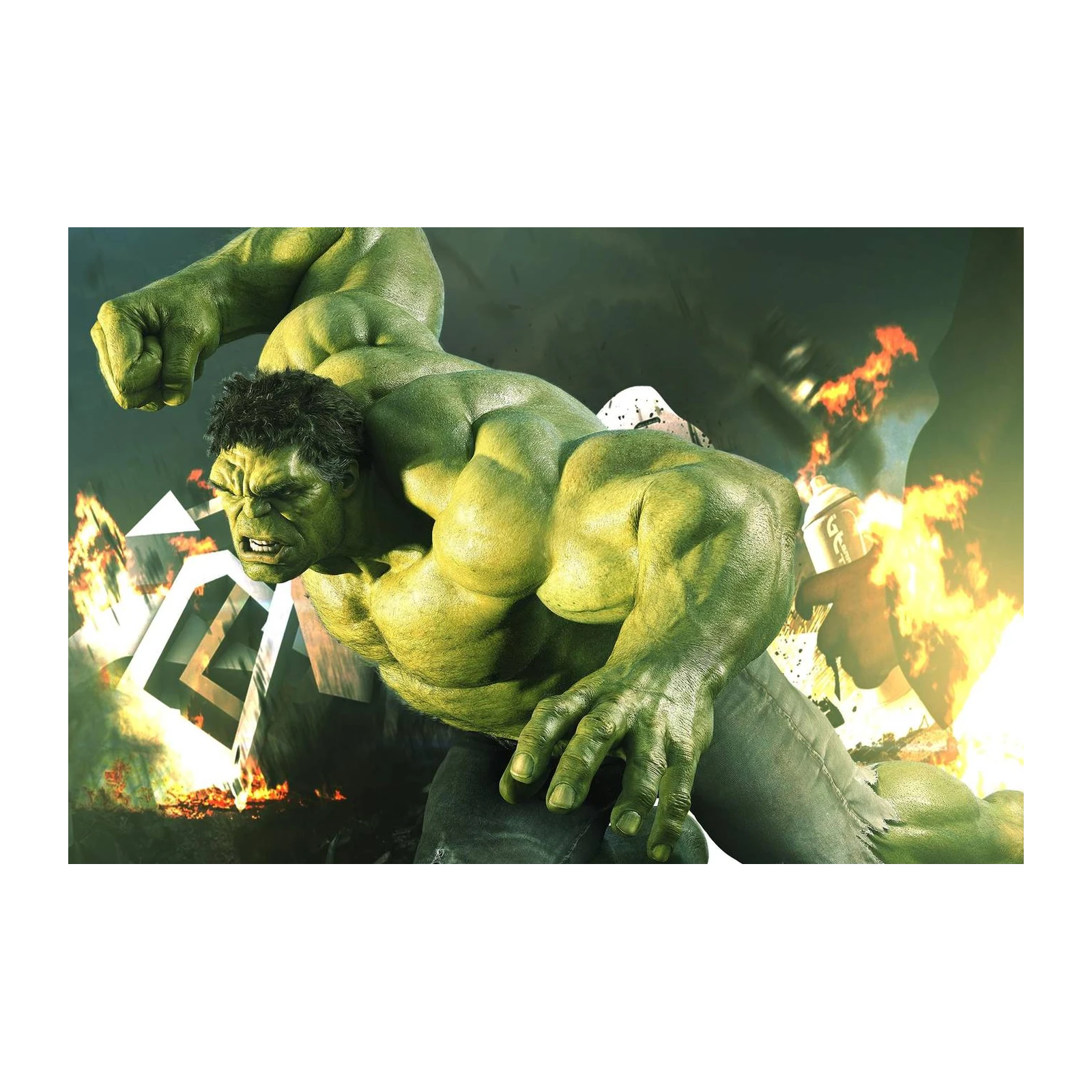 Hulk Roaring Through Flames Wall Art