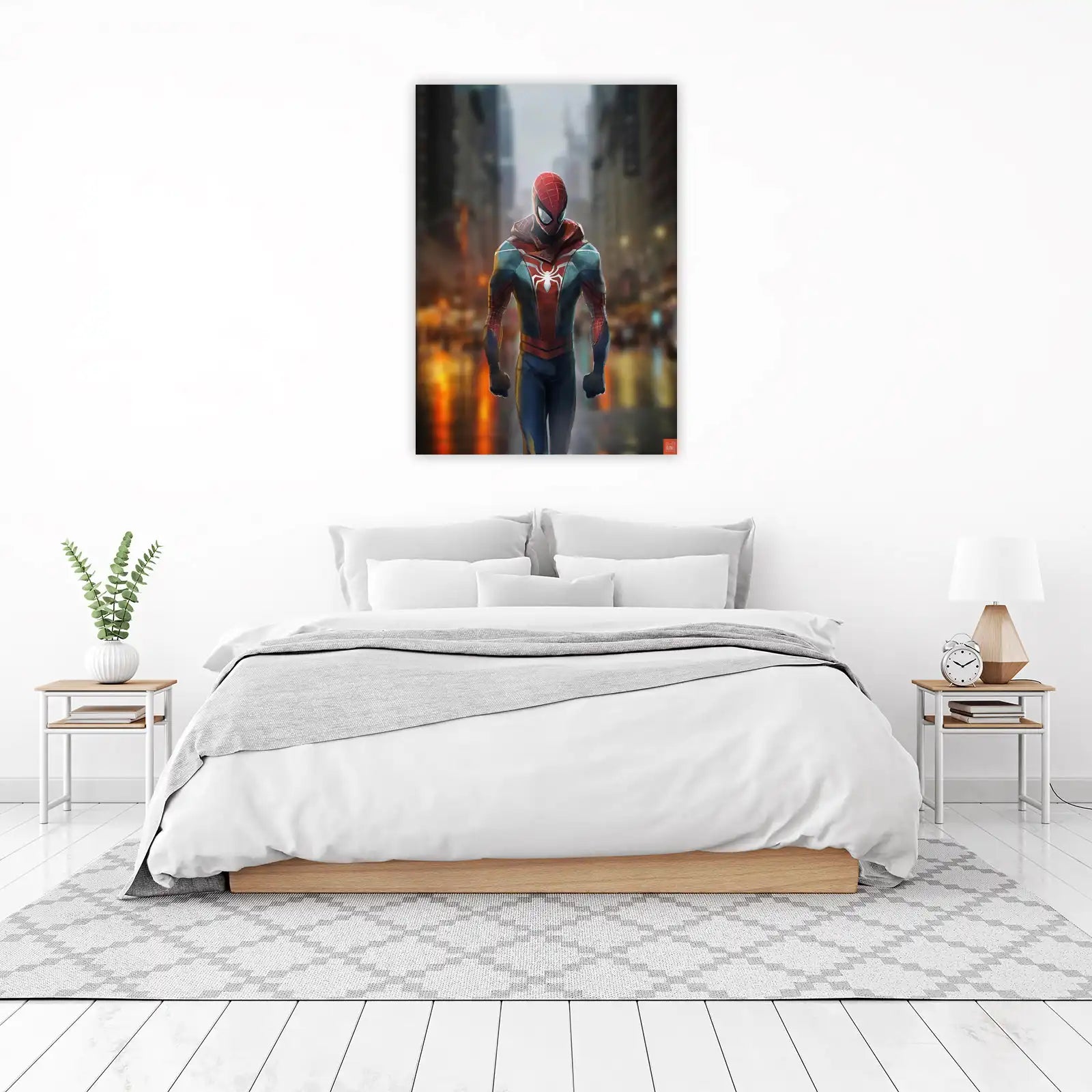Spider-Man Red Hoodie Urban Wall Art