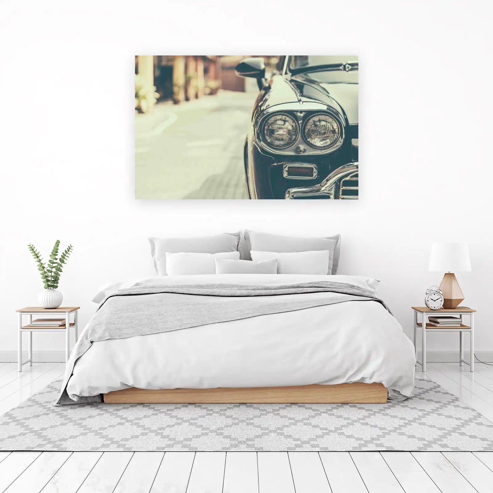 Vintage Chrome Classic Car Headlights Wall Art
