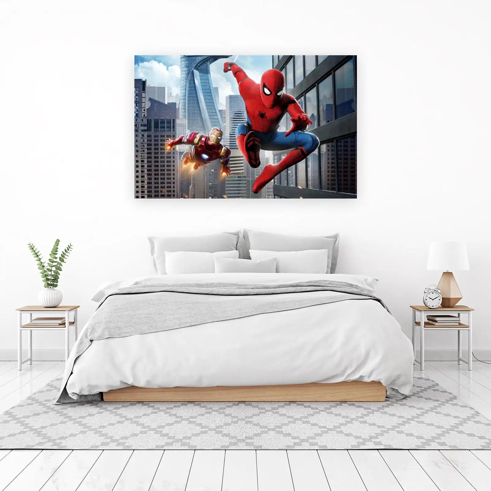 Spiderman & Iron Man City Battle Wall Art