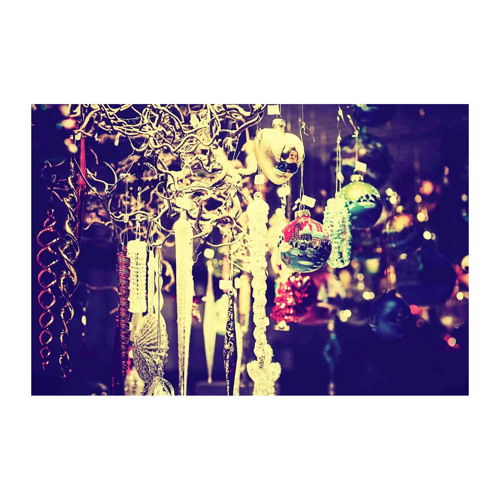 Festive Winter Ornaments Wall Art
