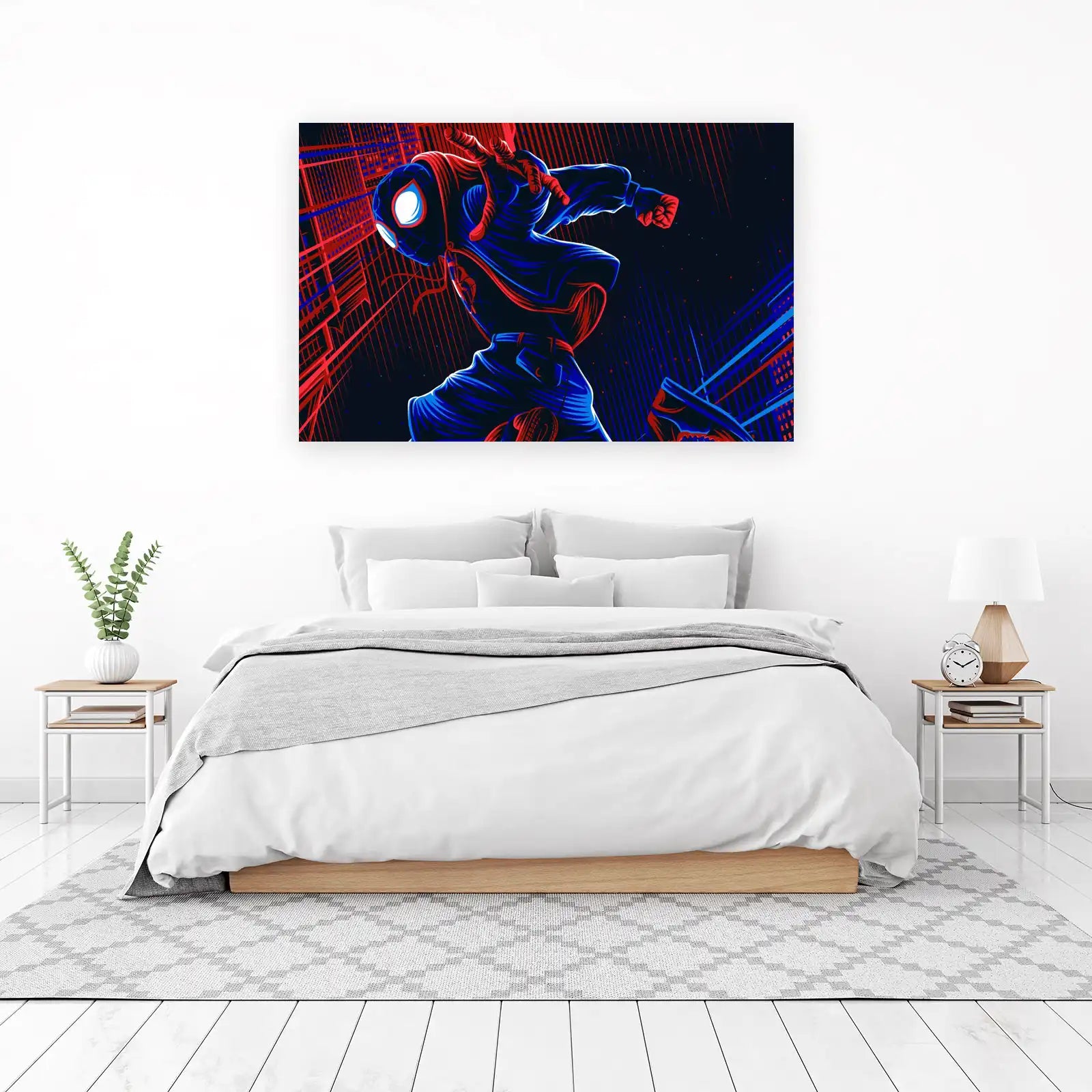 Miles Morales Neon City Action Wall Art