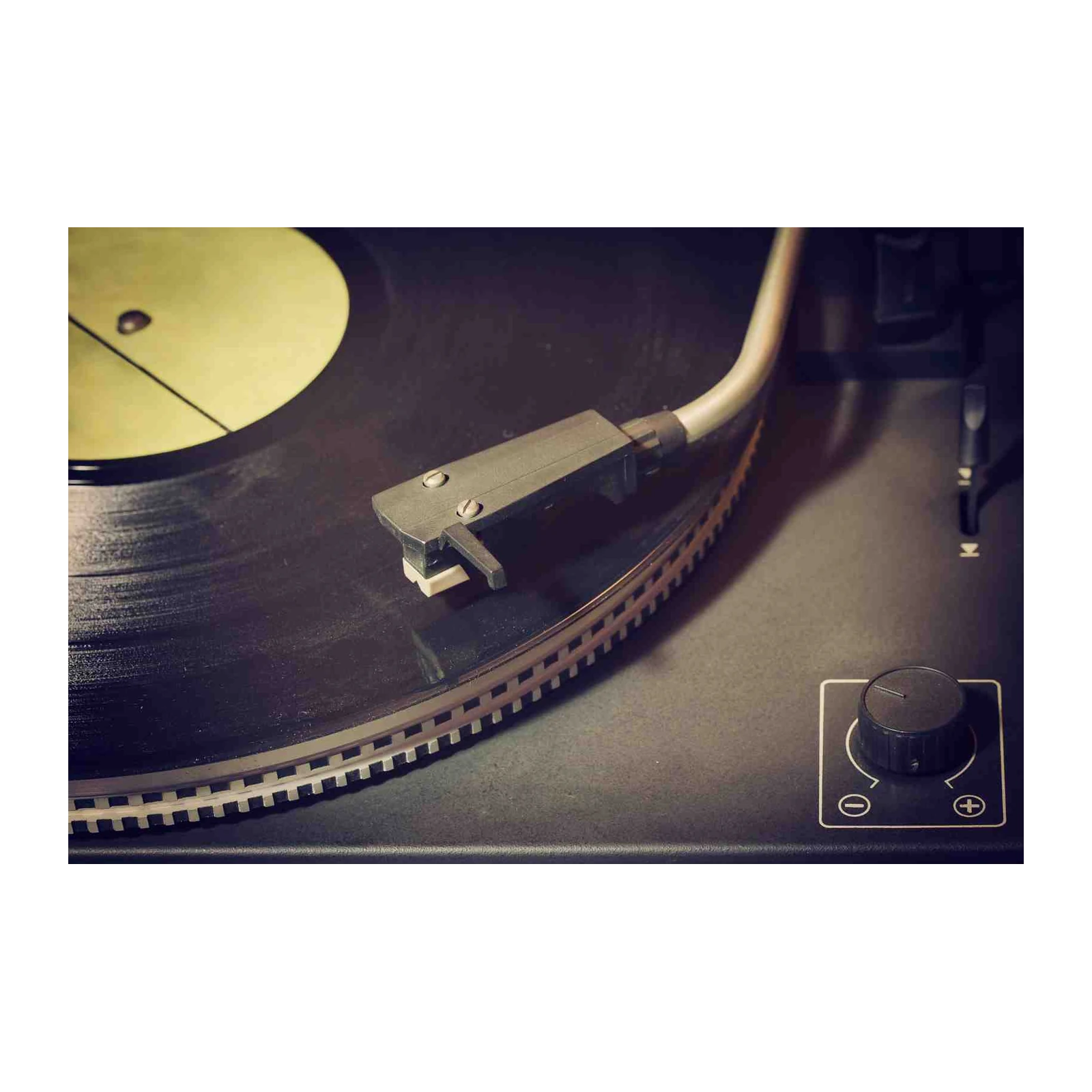 Vintage Vinyl Record Player Close-Up Wall Art