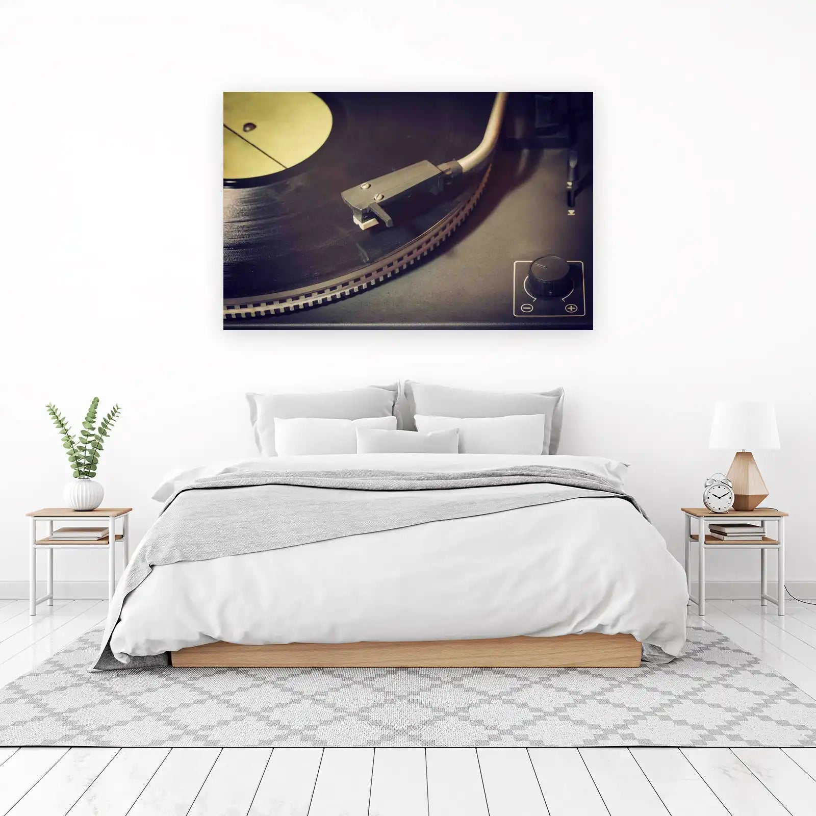 Vintage Vinyl Record Player Close-Up Wall Art