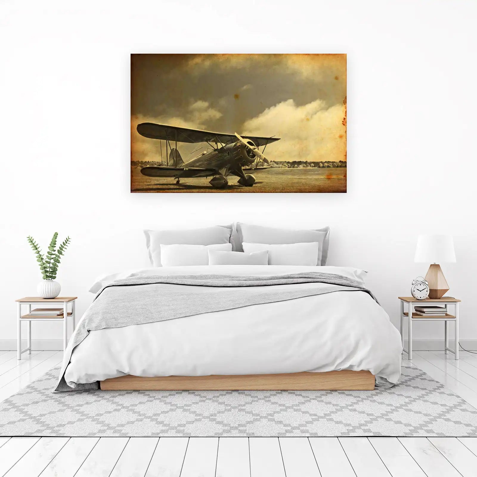 Vintage Biplane Aviation Art Wall Art