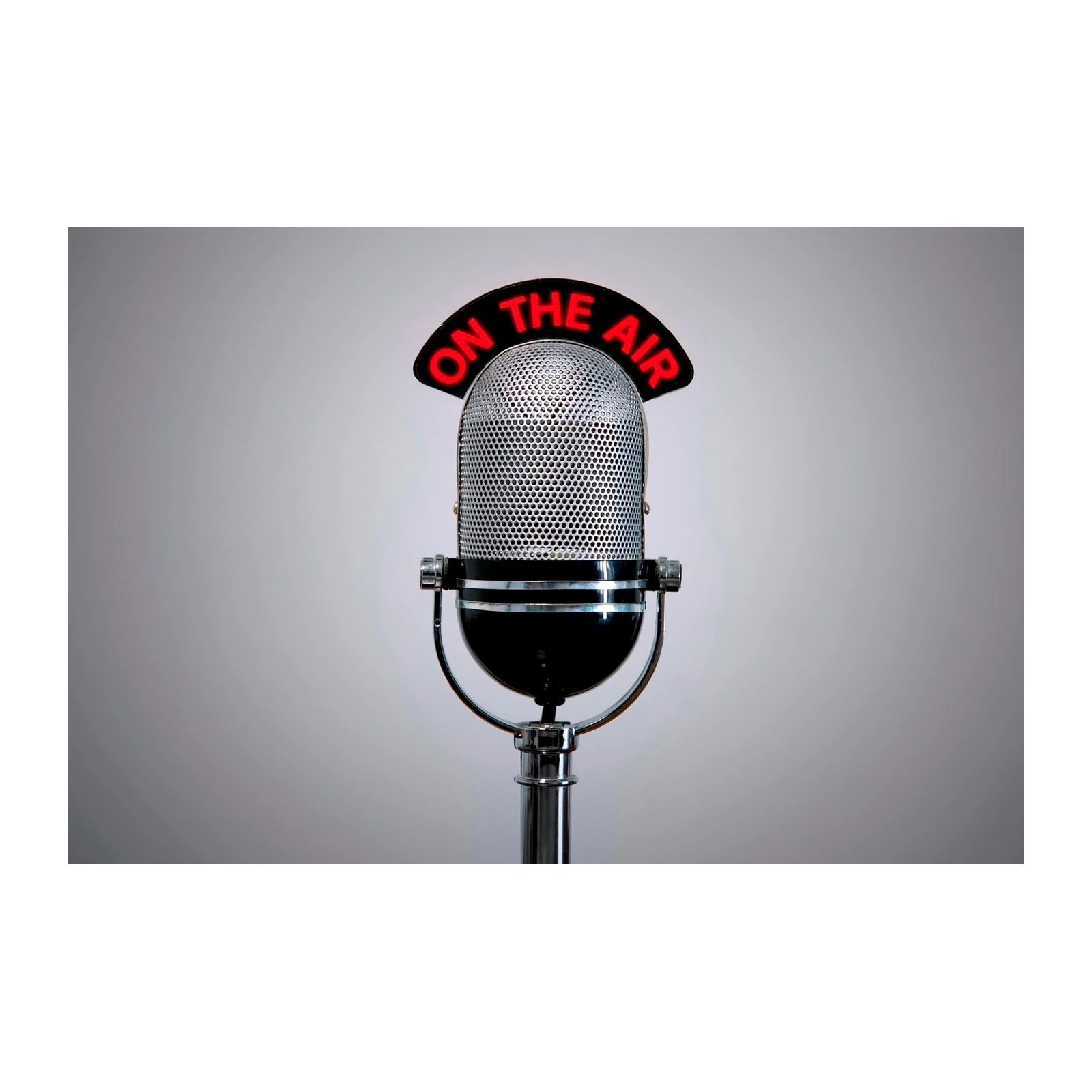 Vintage Microphone & Neon 'On Air' Wall Art