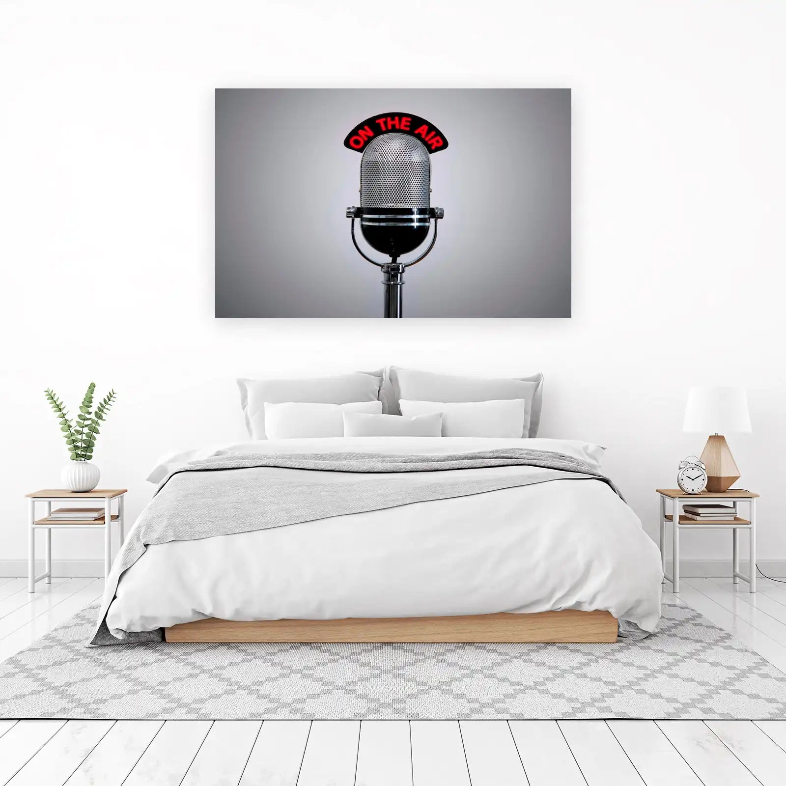 Vintage Microphone & Neon 'On Air' Wall Art