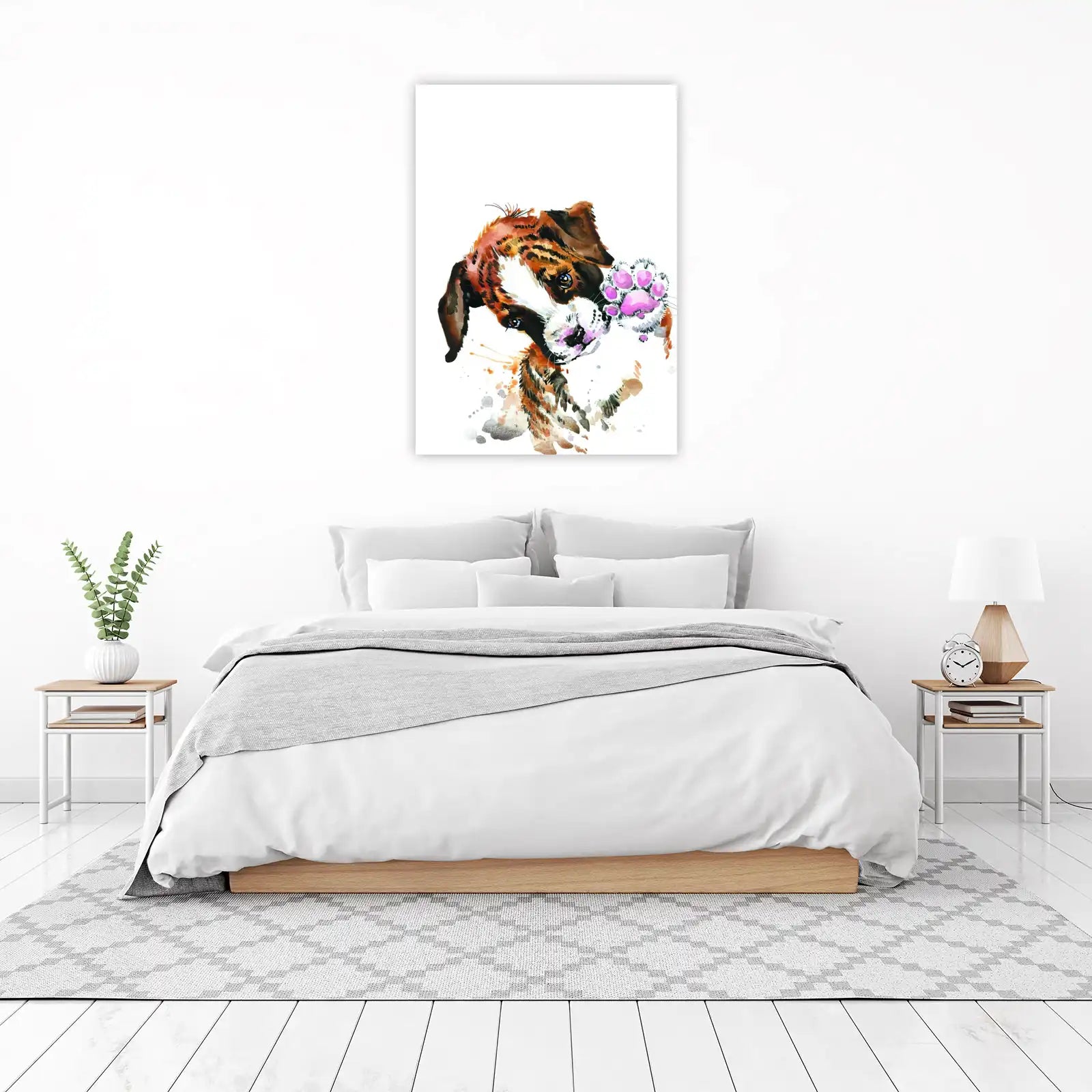 Adorable Puppy Paw Print Watercolor Wall Art