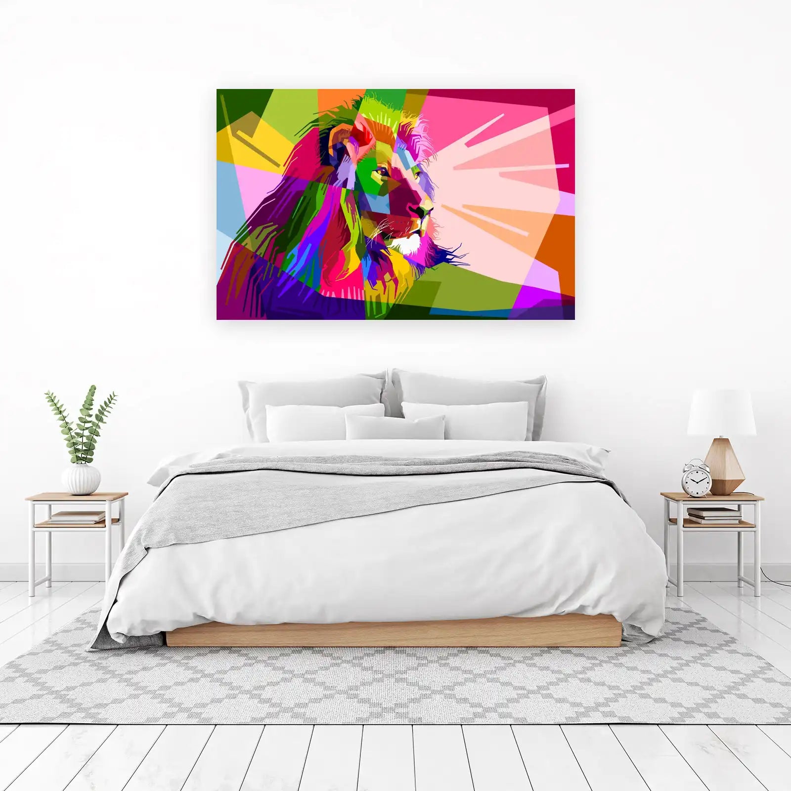 Vibrant WPAP Lion Head Wall Art