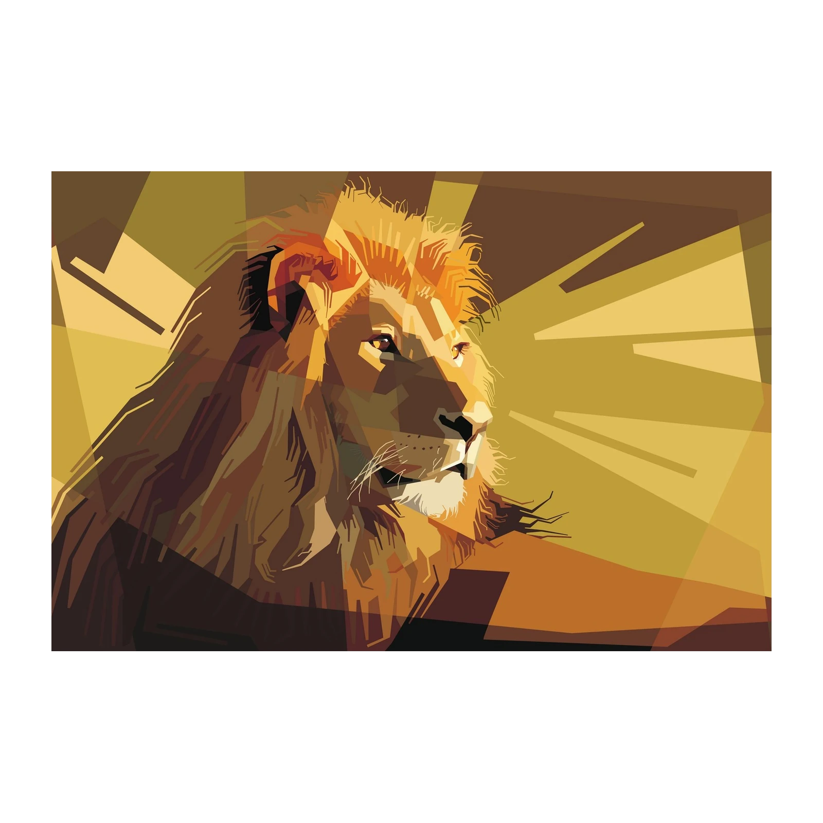 Majestic Lion Geometric Wall Art - Bold Wildlife Art