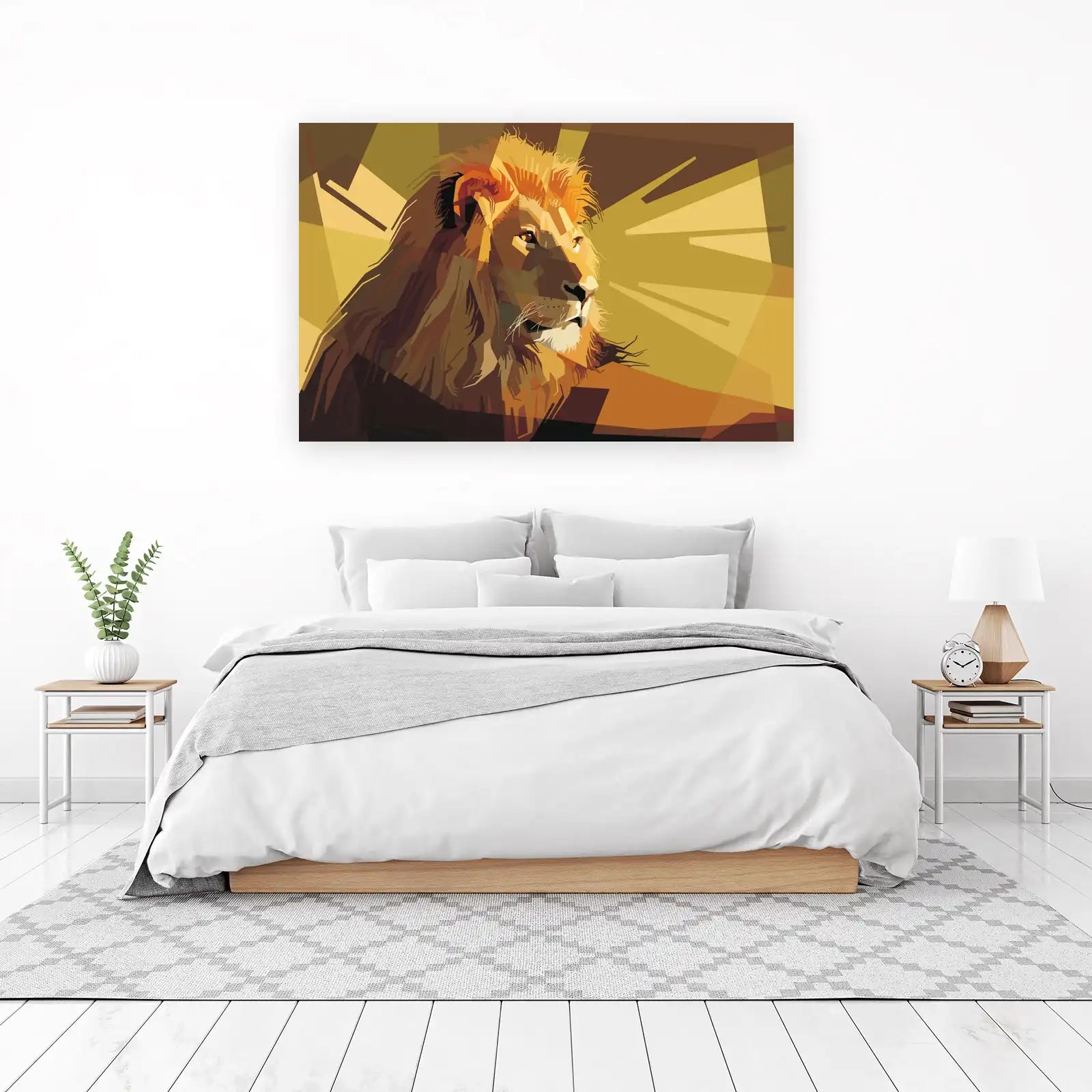 Majestic Lion Geometric Wall Art - Bold Wildlife Art