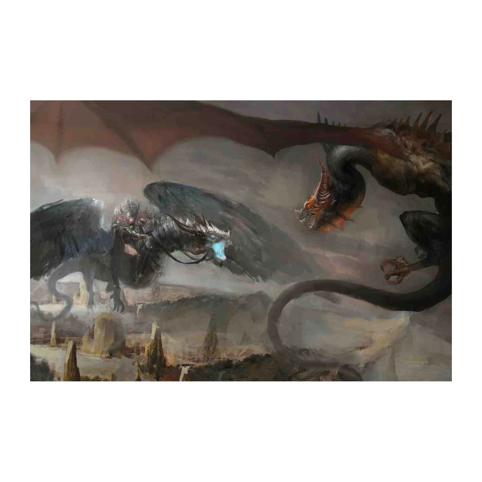Epic Dragon Battle Fantasy Art Wall Art