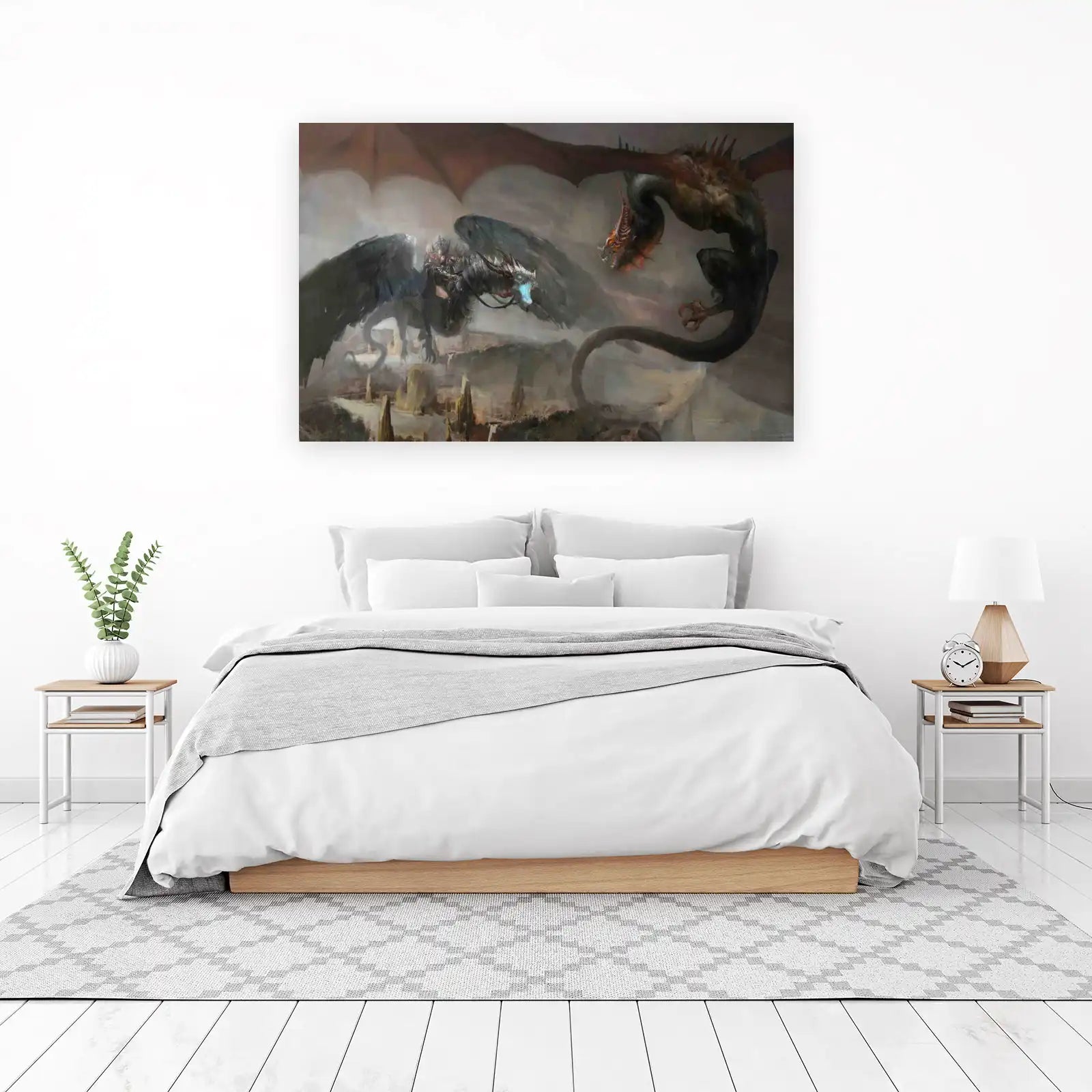 Epic Dragon Battle Fantasy Art Wall Art