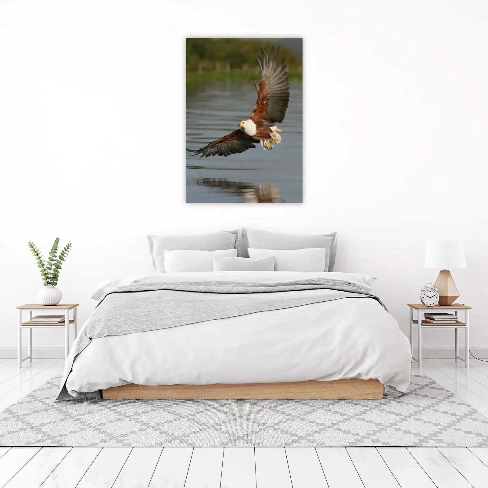 Majestic Eagle Soaring Over Water Wall Art