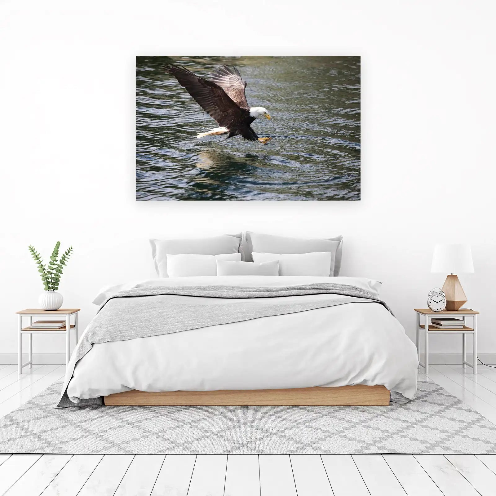 Majestic Eagle Landing on Water Wall Art