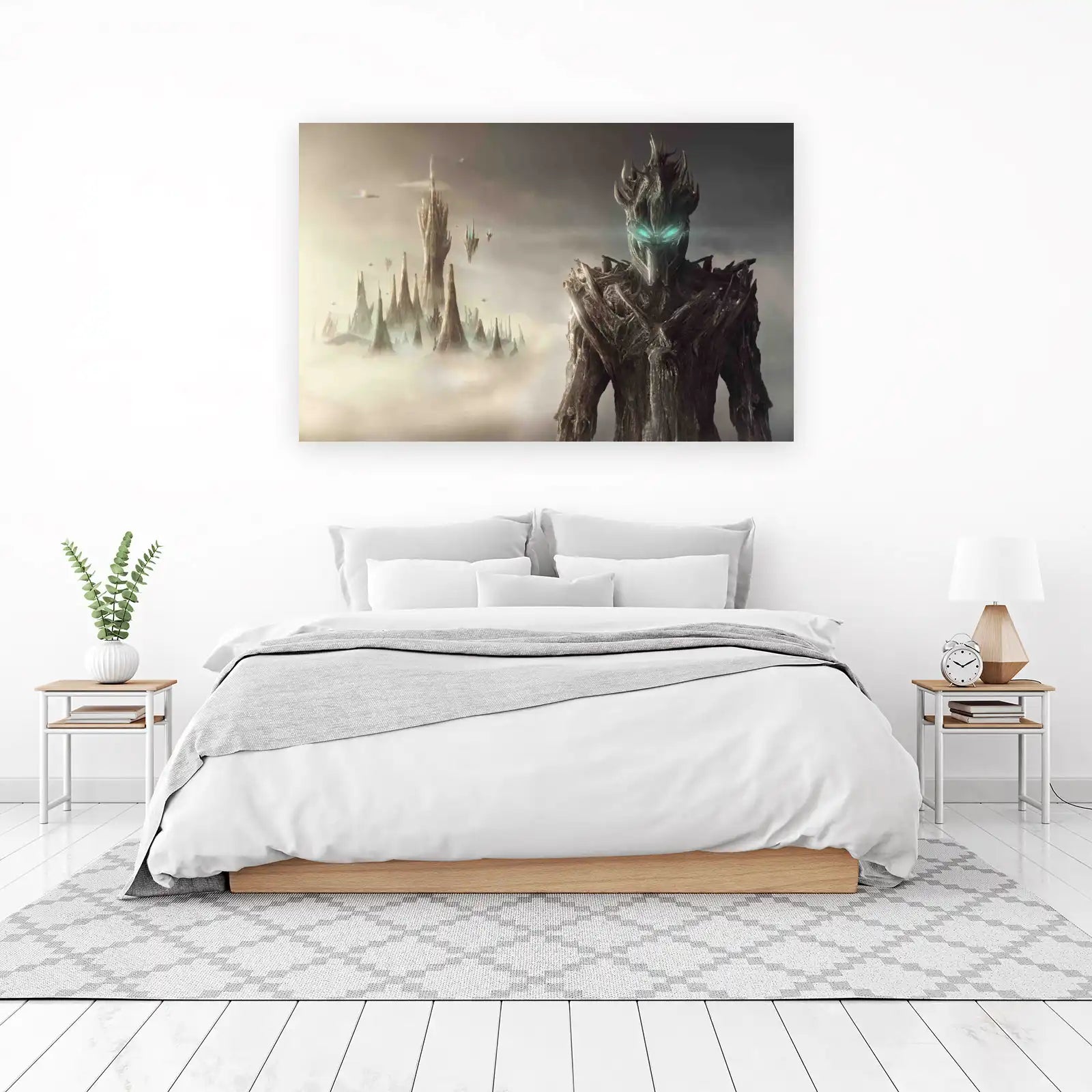 Epic Sci-Fi Guardian & Alien City Wall Art