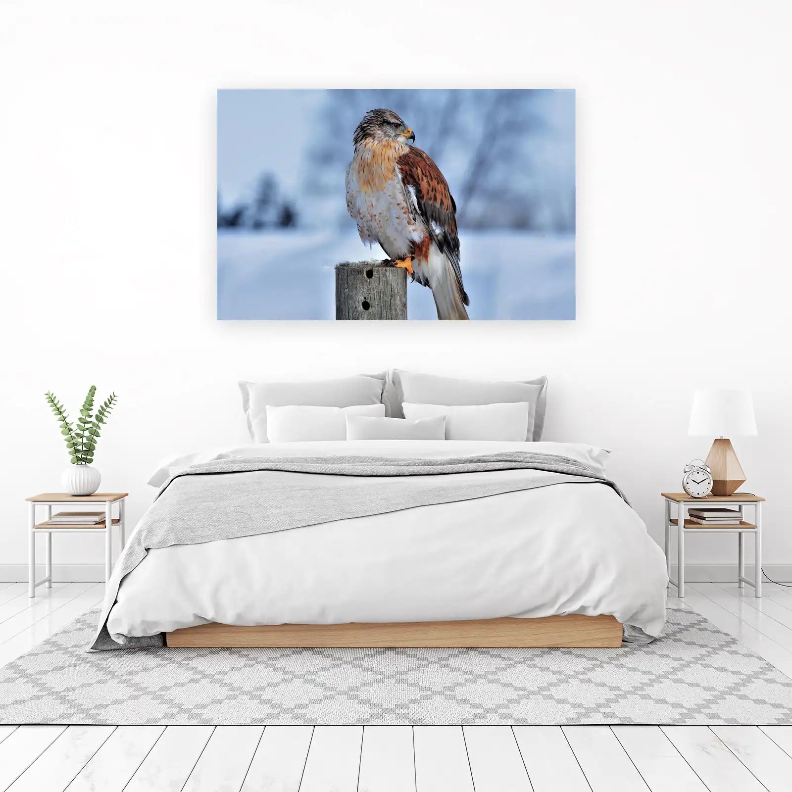 Majestic Hawk Snowy Perch Wall Art