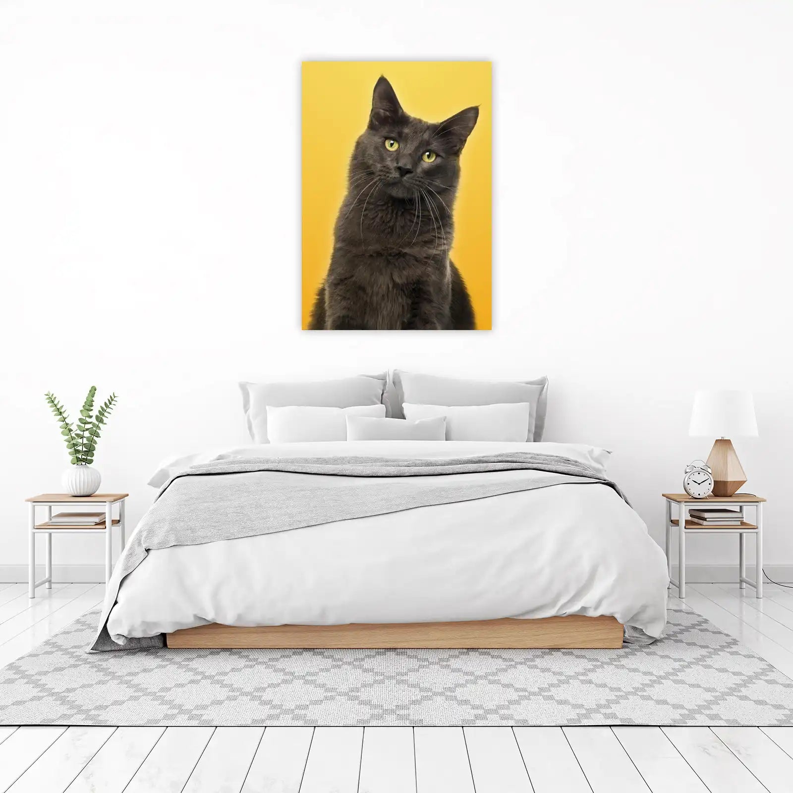Charming Grey Cat Portrait Wall Art
