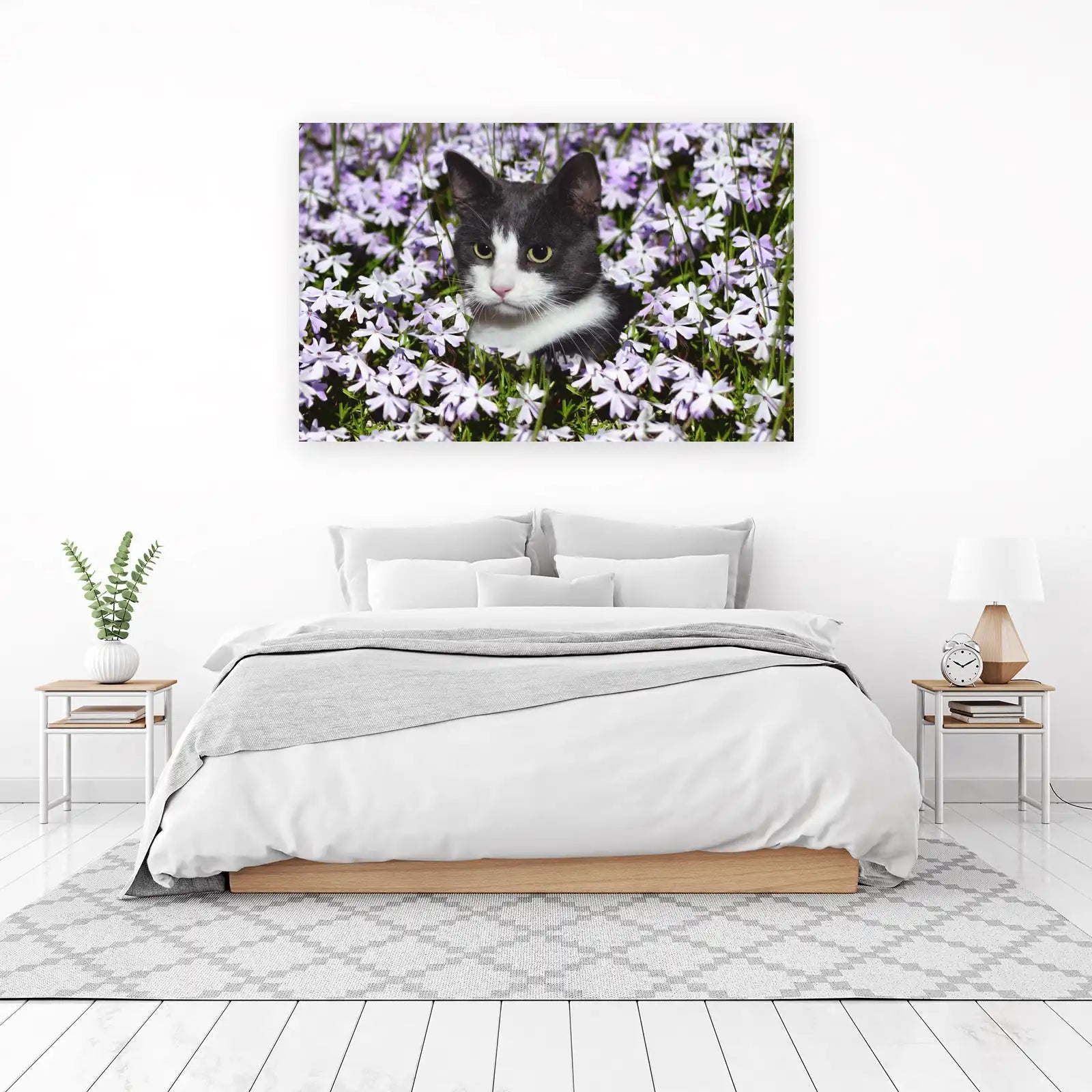 Charming Cat Among Flowers Wall Art