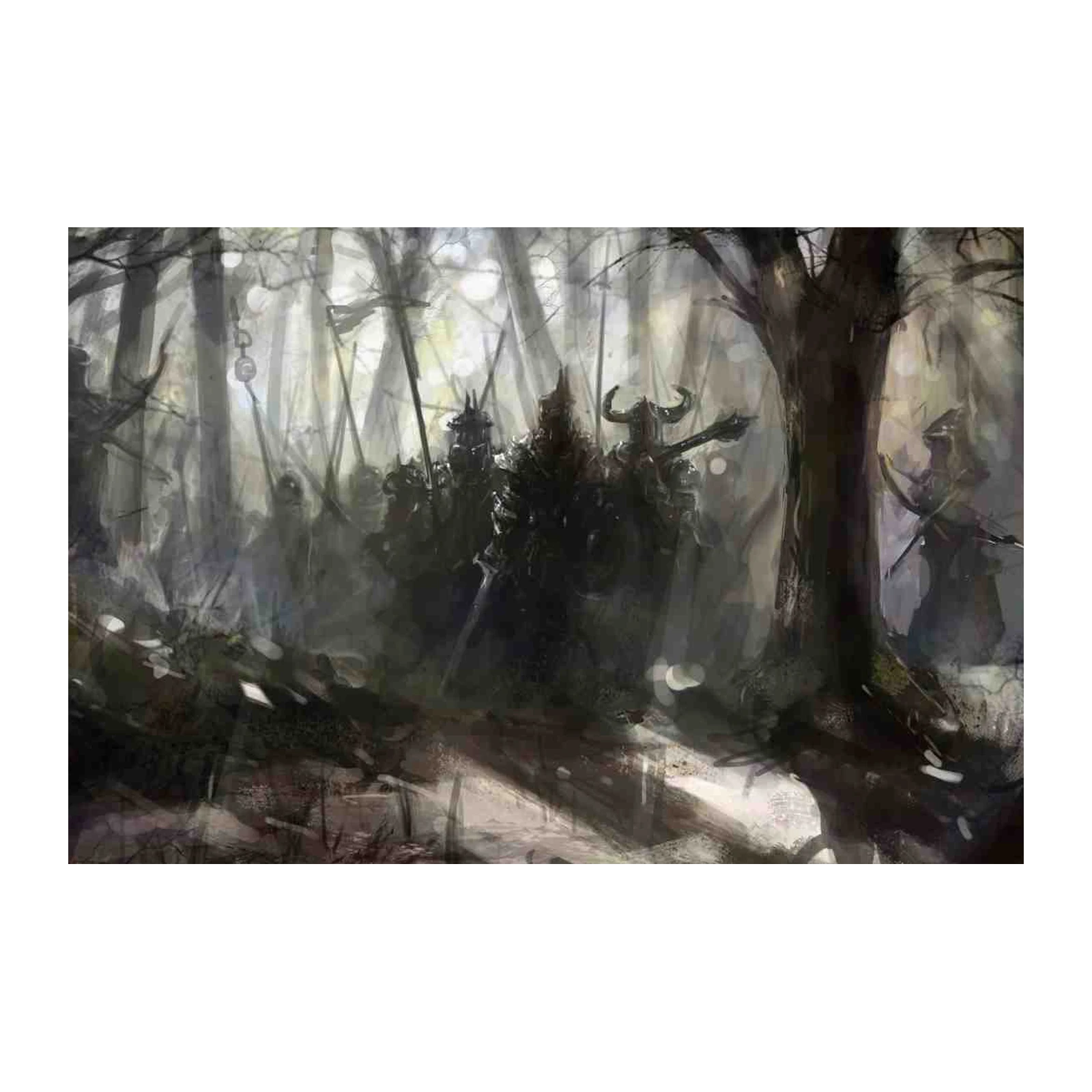 Dark Fantasy Warriors Forest Wall Art