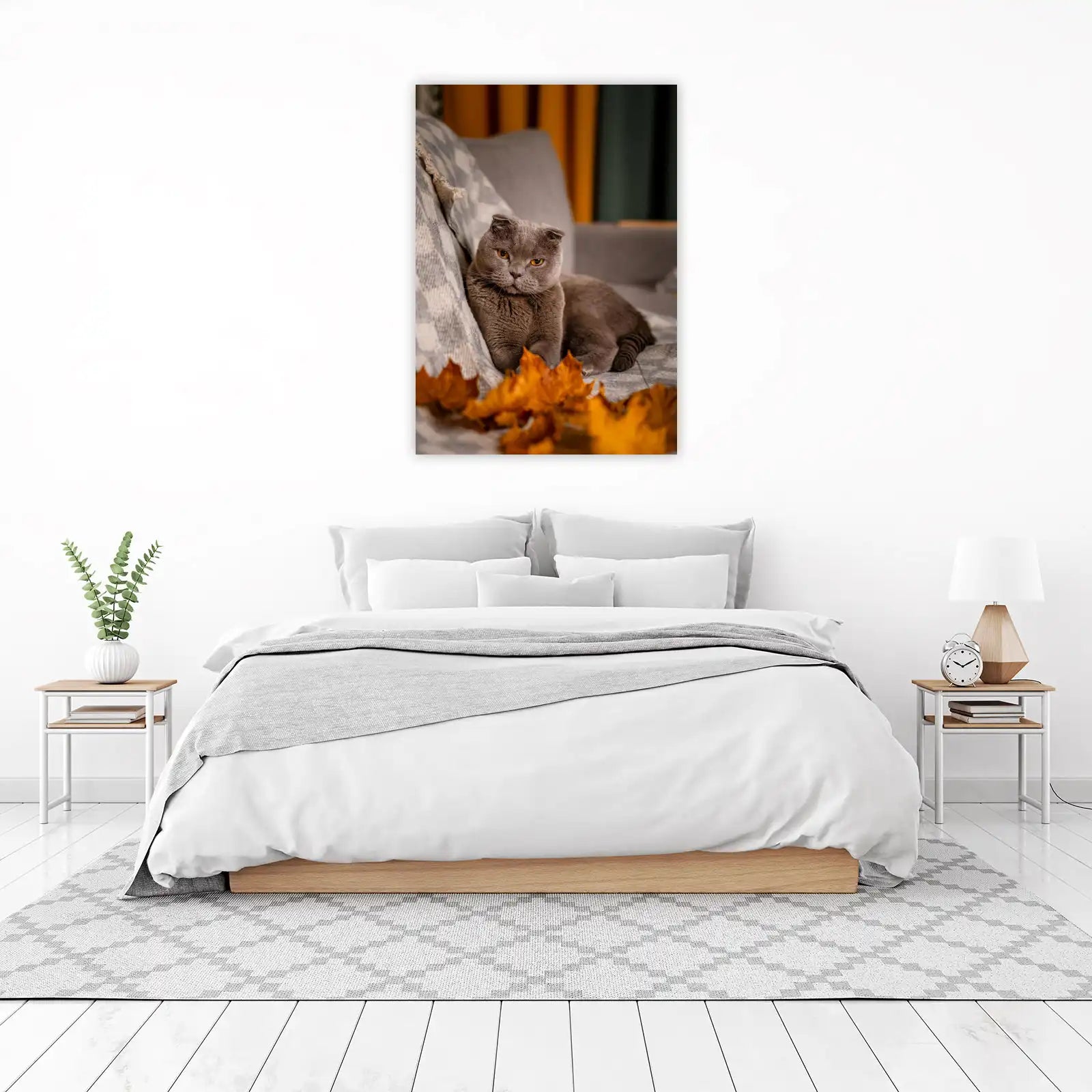 Cozy Scottish Fold Cat Autumn Wall Art