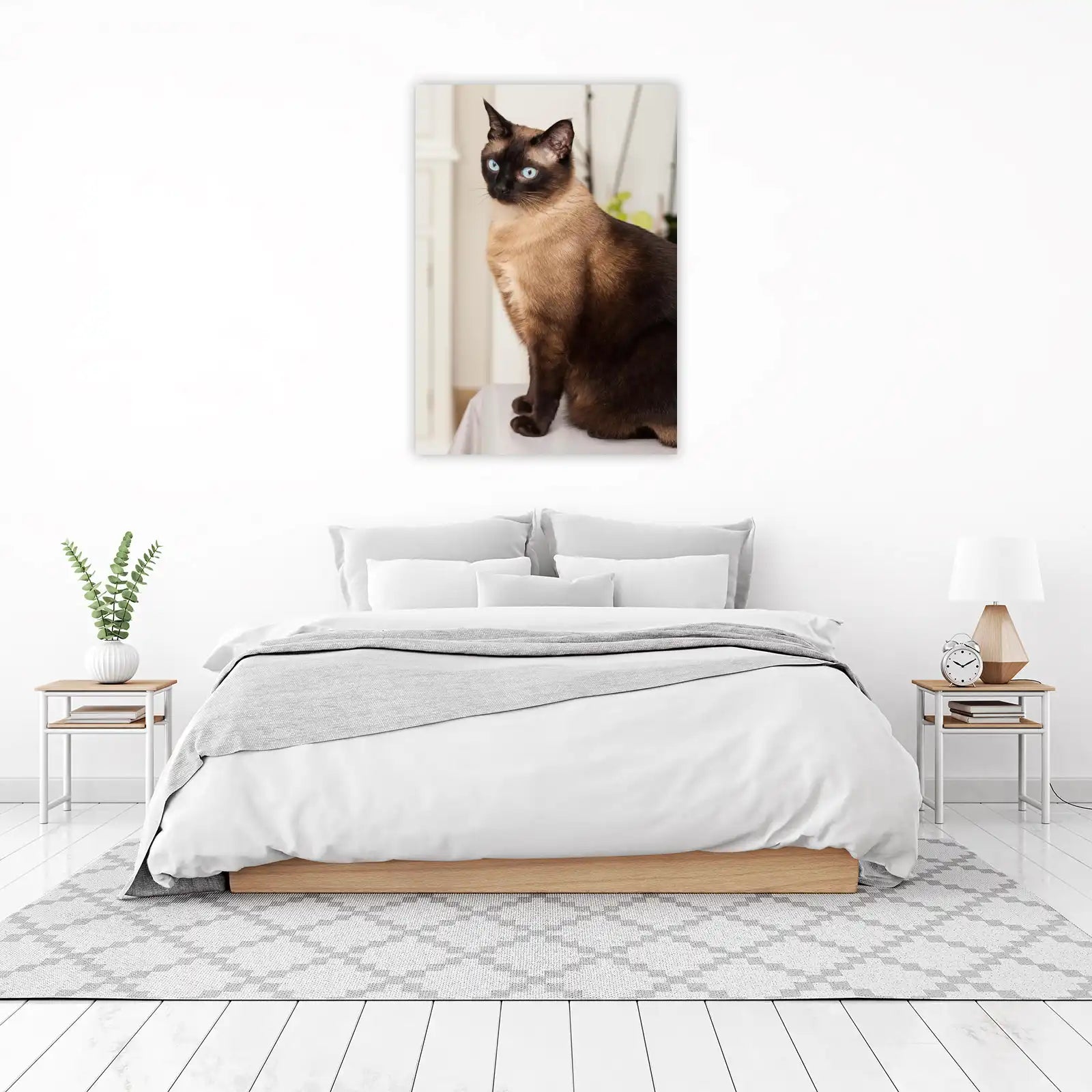 Siamese Cat Blue Eyes Regal Portrait Wall Art
