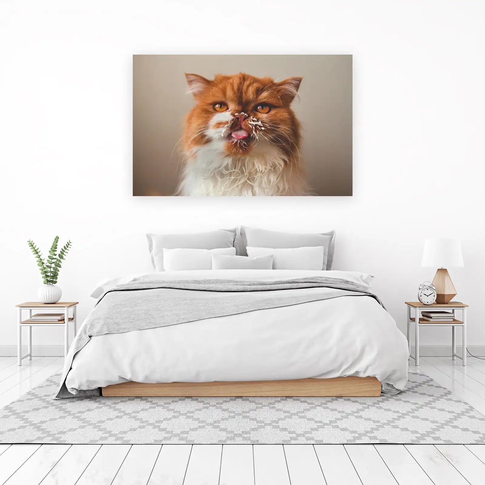 Whimsical Creamy Cat Portrait Wall Art